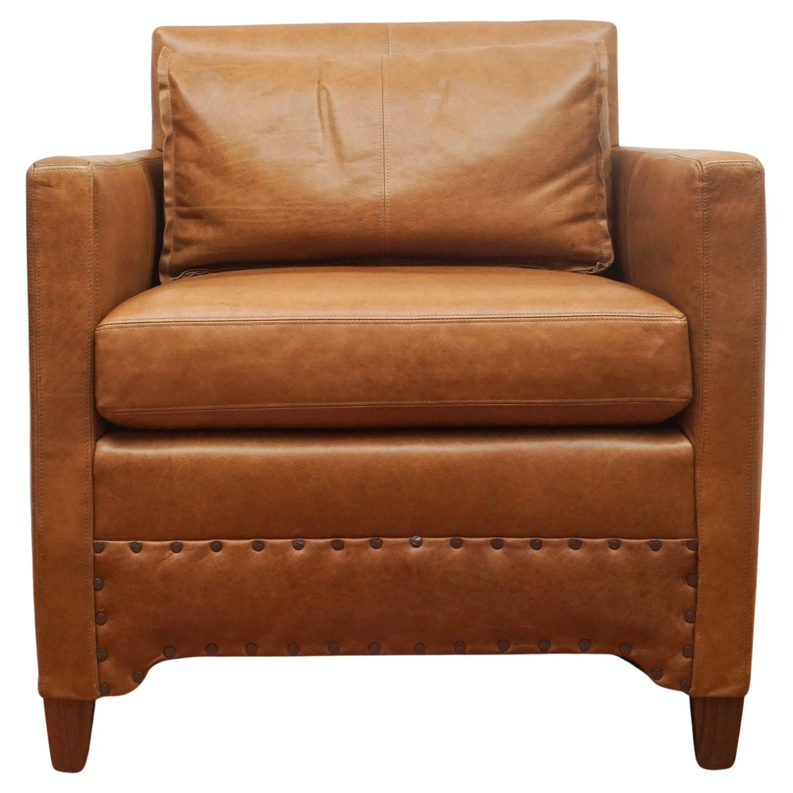 Jean-Michel Frank Style Leather Armchair For Sale