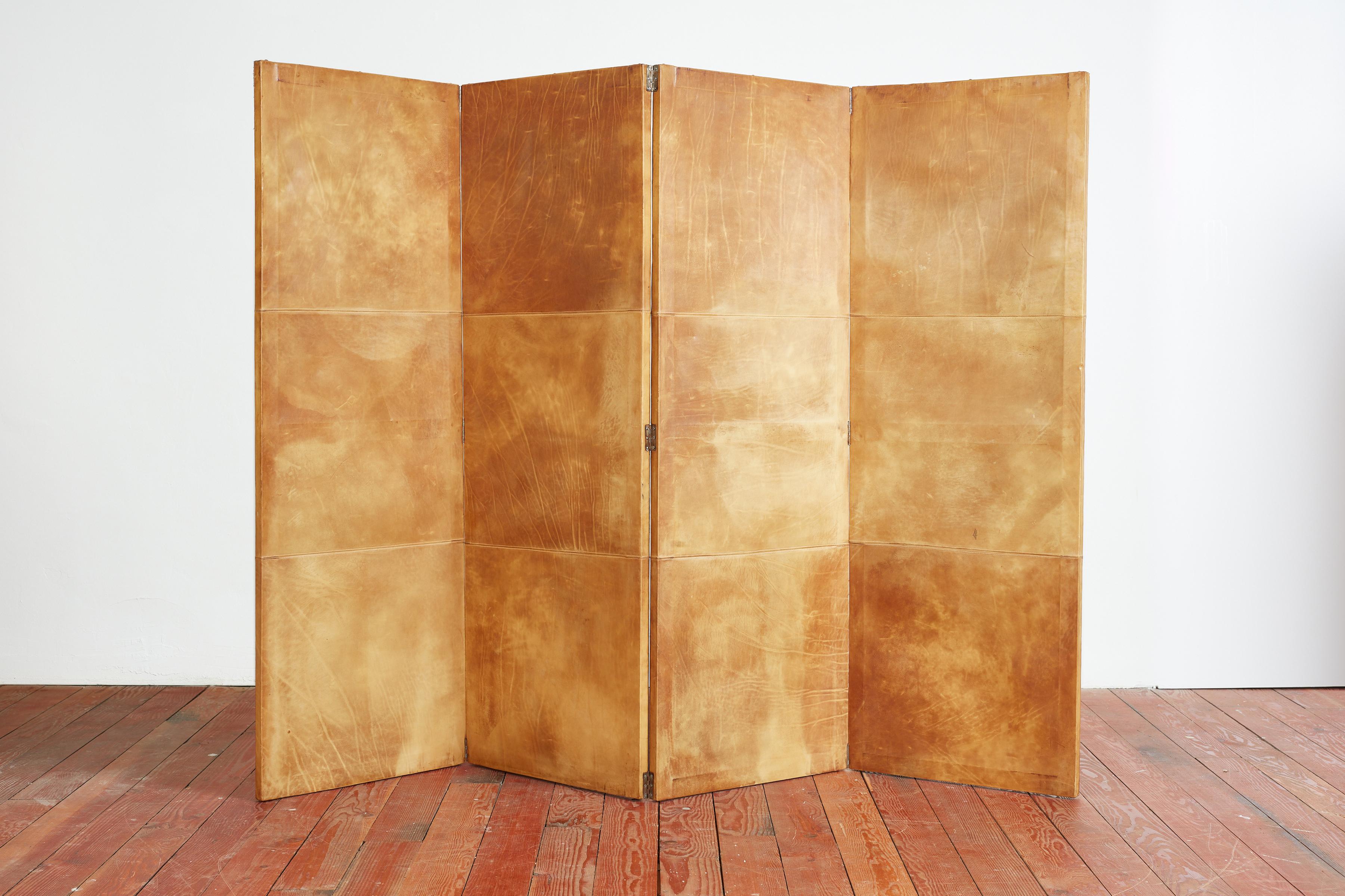French Jean-Michel Frank Style Leather Floor Screen