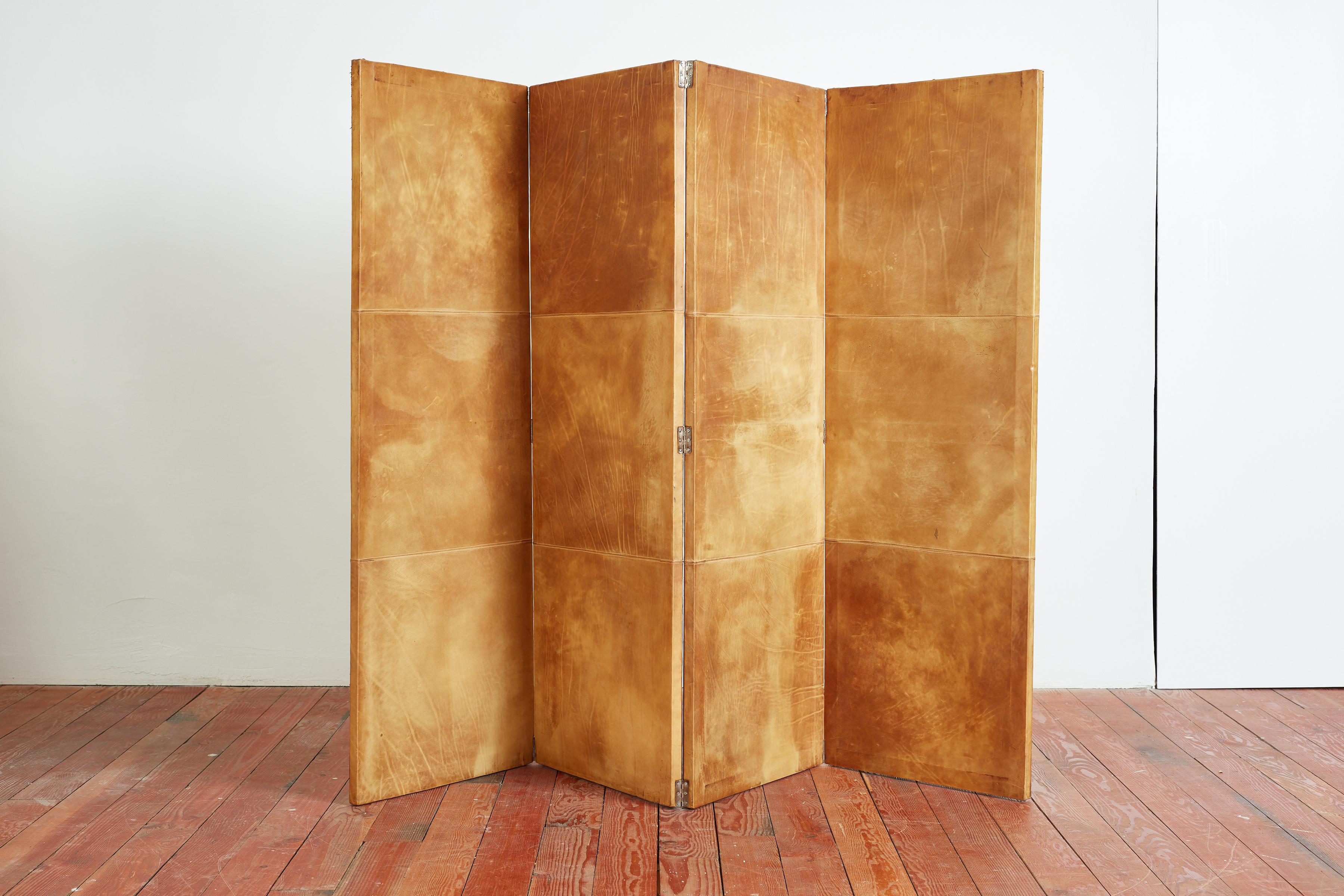 Mid-20th Century Jean-Michel Frank Style Leather Floor Screen 