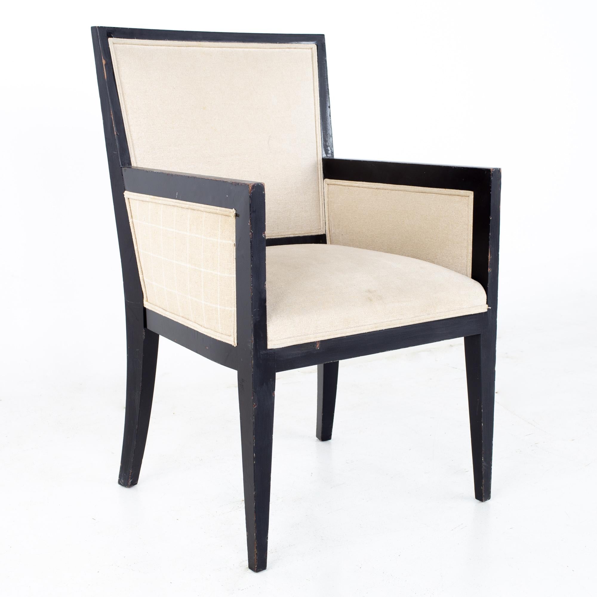 Mid-Century Modern Jean Michel Frank Style Mattaliano MCM Ebonized Mahogany Dining Chairs, Set 7