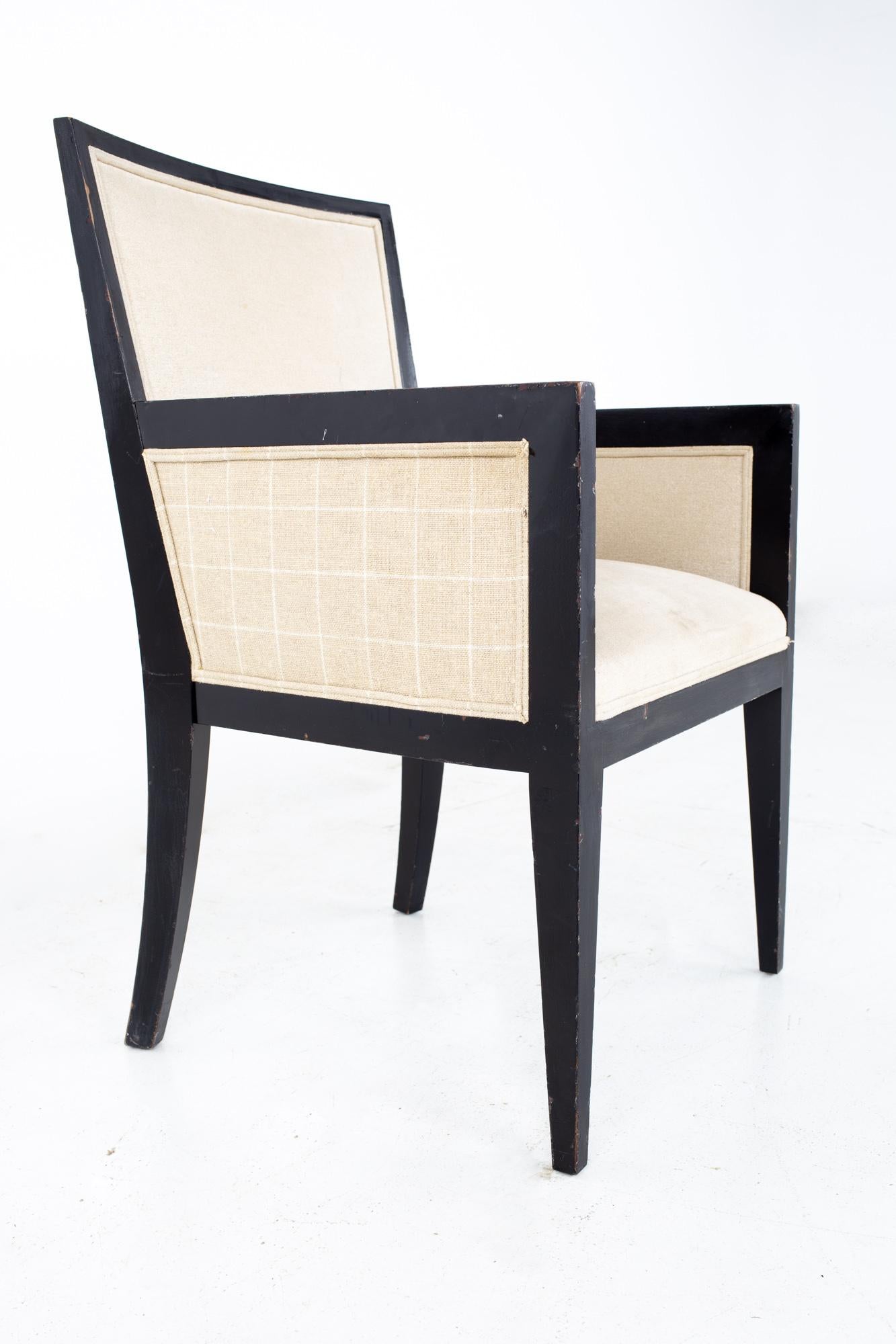 Late 20th Century Jean Michel Frank Style Mattaliano MCM Ebonized Mahogany Dining Chairs, Set 7