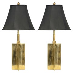 Jean Michel Frank Style, Mid-Century Modern, Bronze, Table Lamps, 1970s