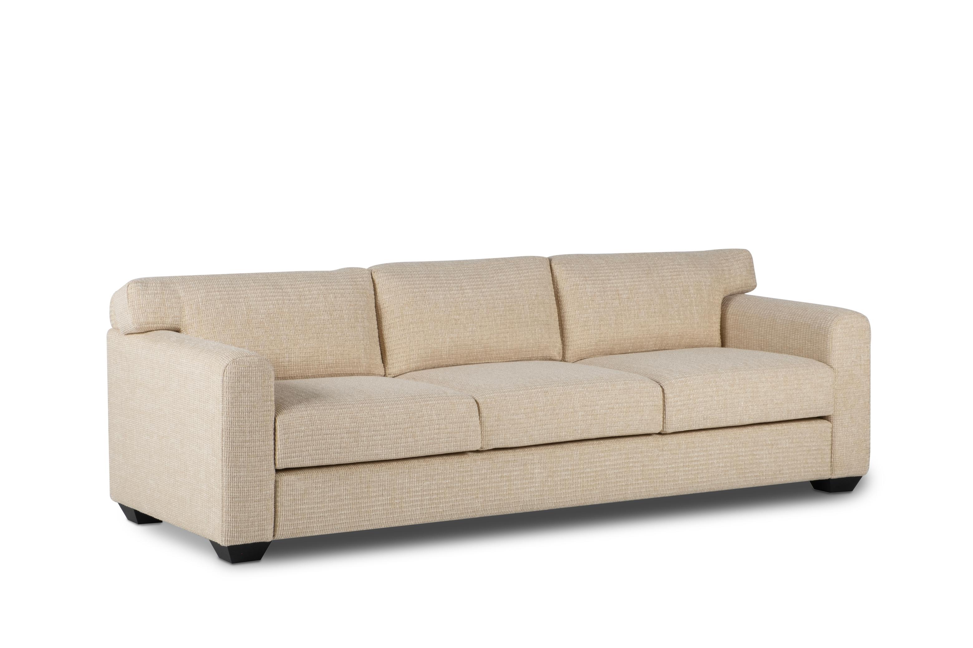 Portuguese Jean-Michel Frank Style, Mid-Century Modern Sofa, Beige Brochier Fabric For Sale