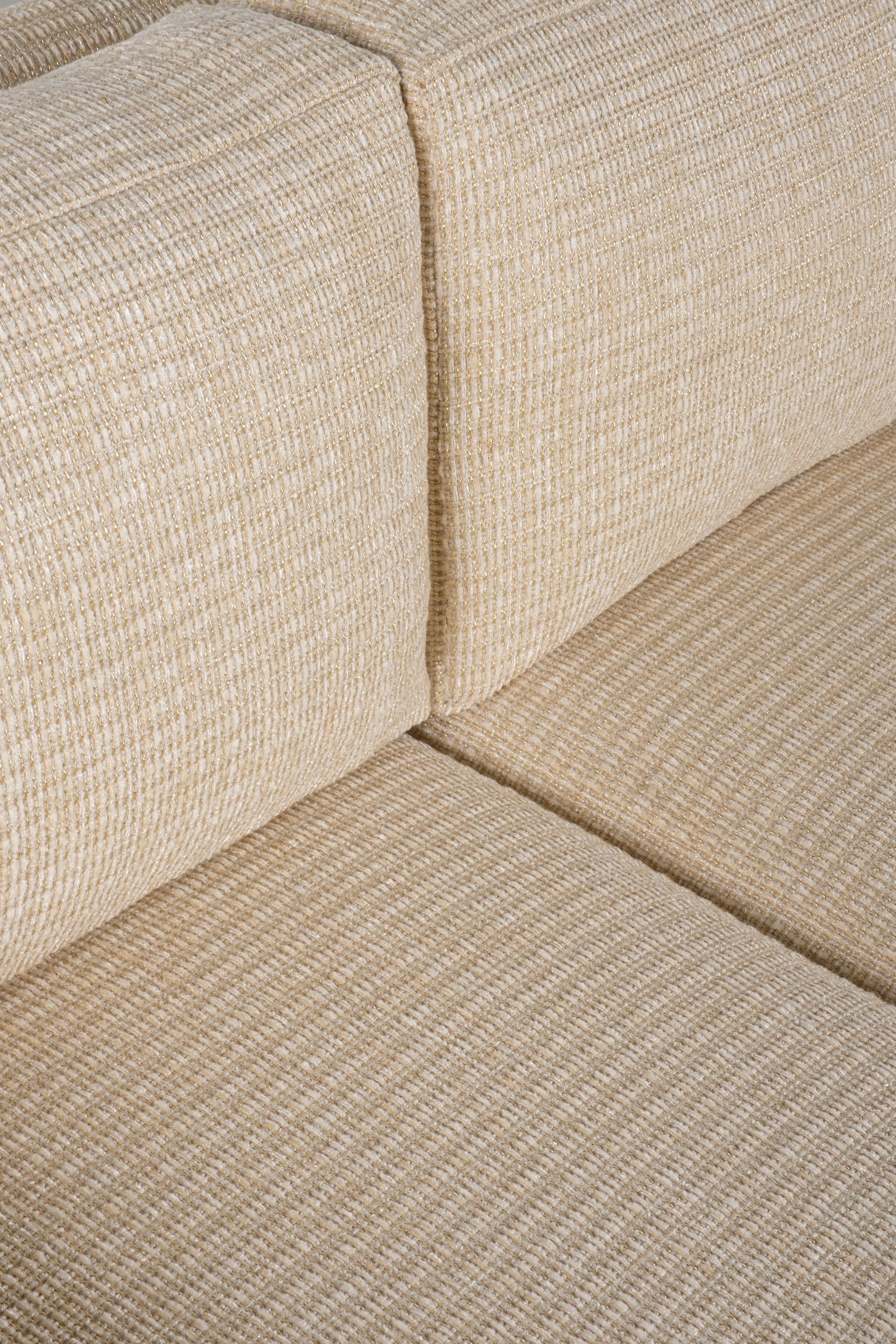 Hand-Crafted Jean-Michel Frank Style, Mid-Century Modern Sofa, Beige Brochier Fabric For Sale