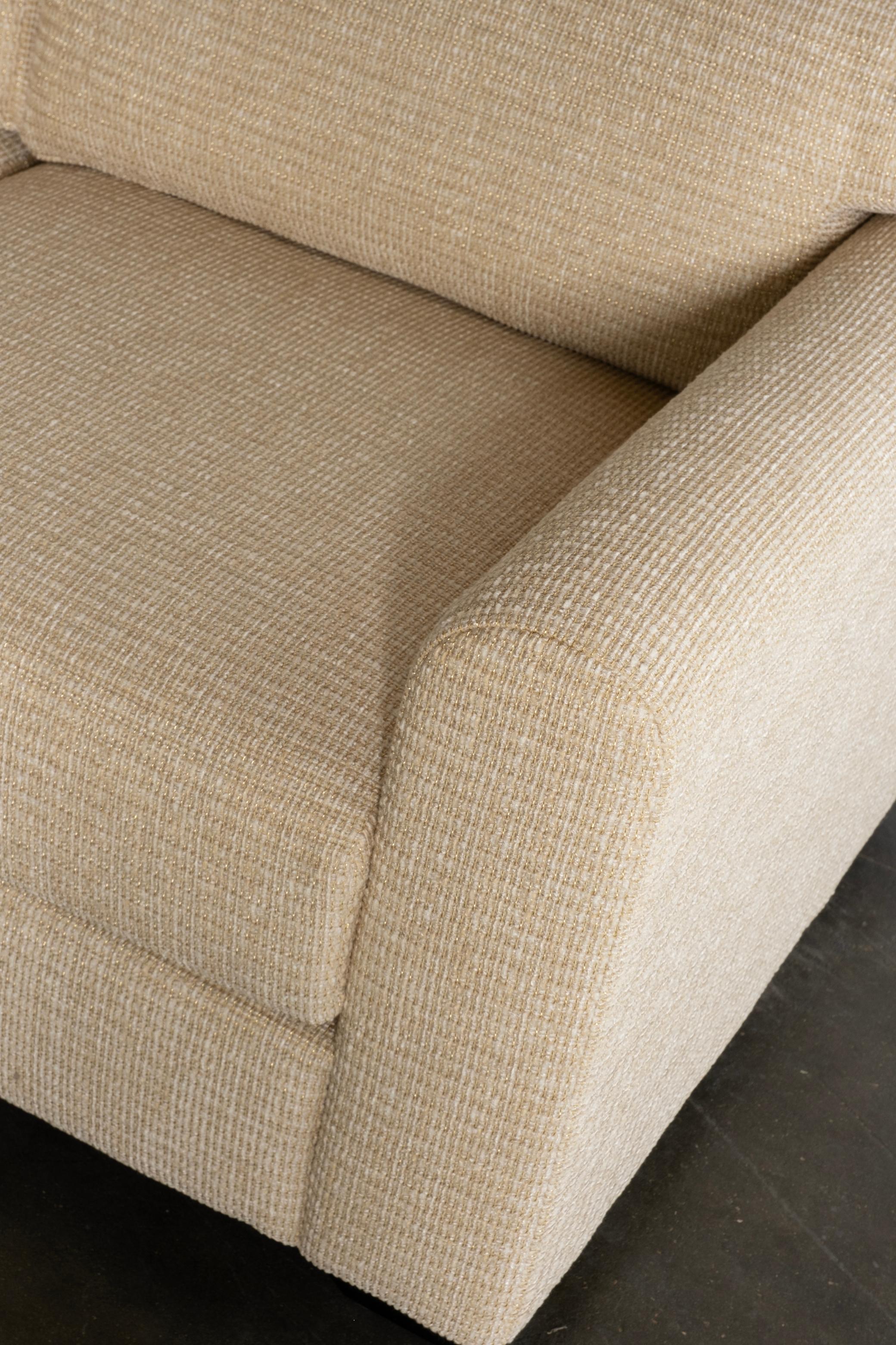 Jean-Michel Frank Style, Mid-Century Modern Sofa, Beige Brochier Fabric For Sale 1