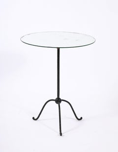 Jean Michel Frank Style Mirror & Wrought Iron Gueridon, France 1940's