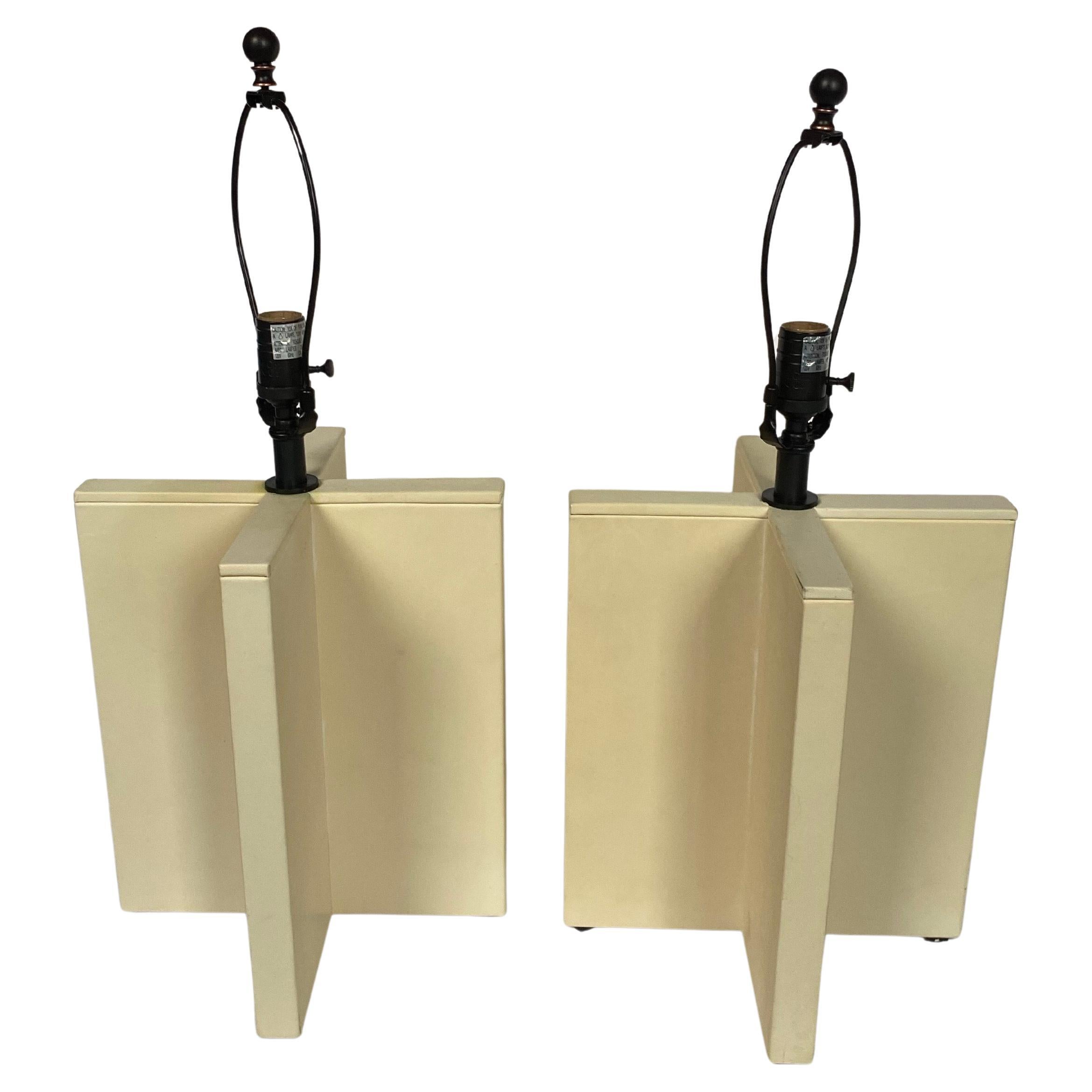 Pair of -base form table lamps in the style of Jean-Michel Frank - Inspired by Jean Michel Frank's iconic 1928 
