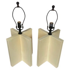 Jean-Michel Frank Style Modern X-Base Table Lamps, Pair