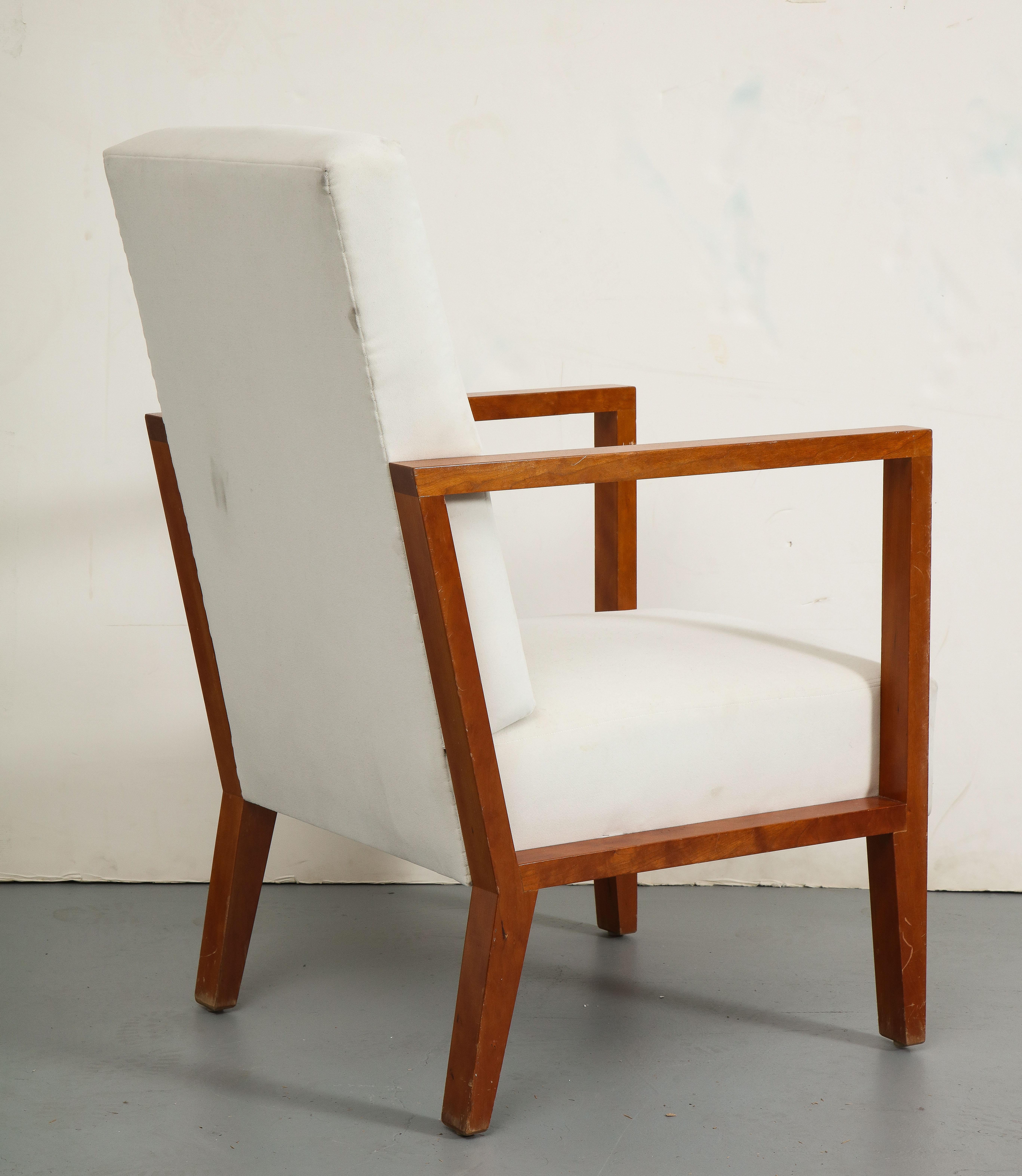 American Jean-Michel Frank Style Oak Arm Chair by Niedermaier