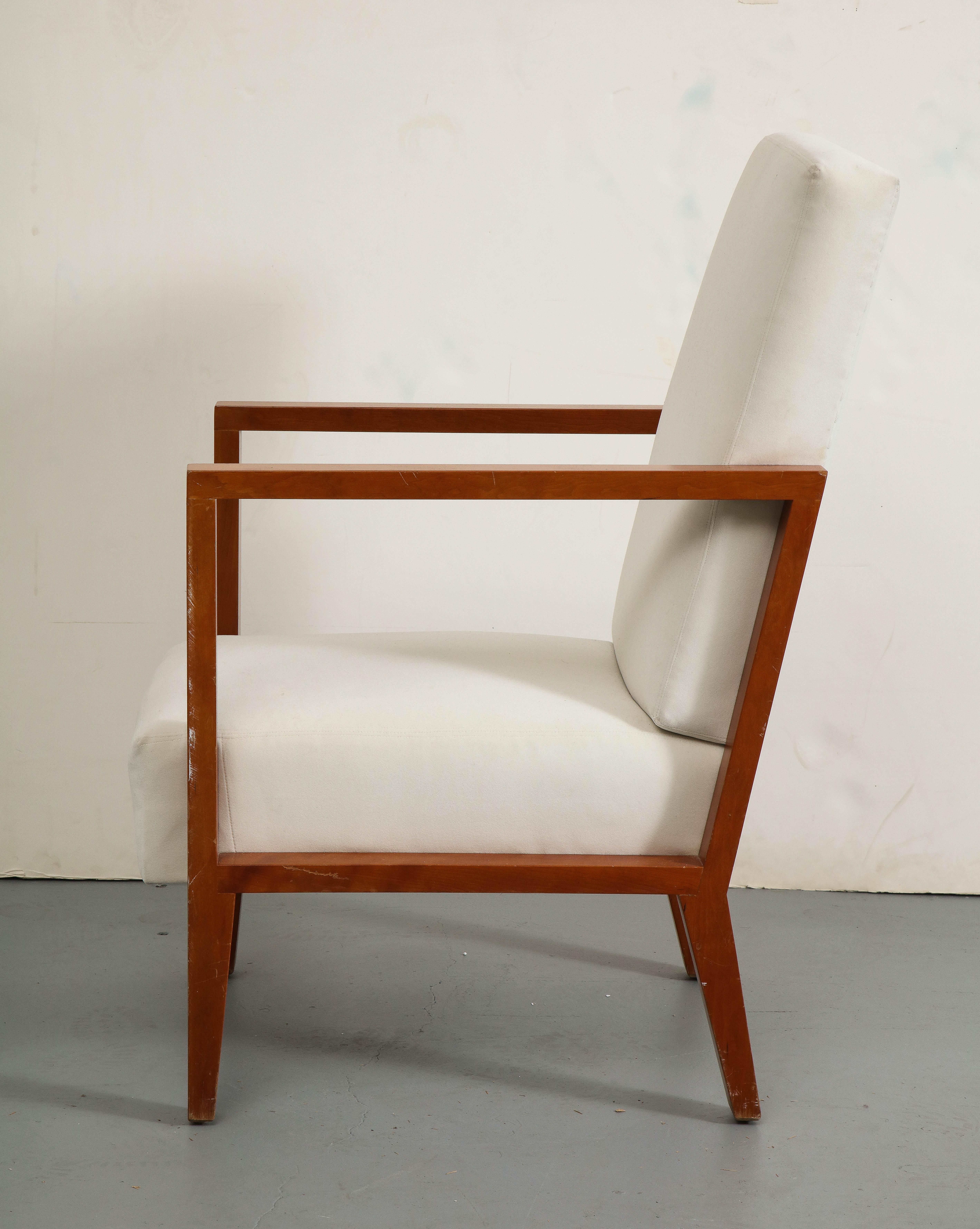 Upholstery Jean-Michel Frank Style Oak Arm Chair by Niedermaier