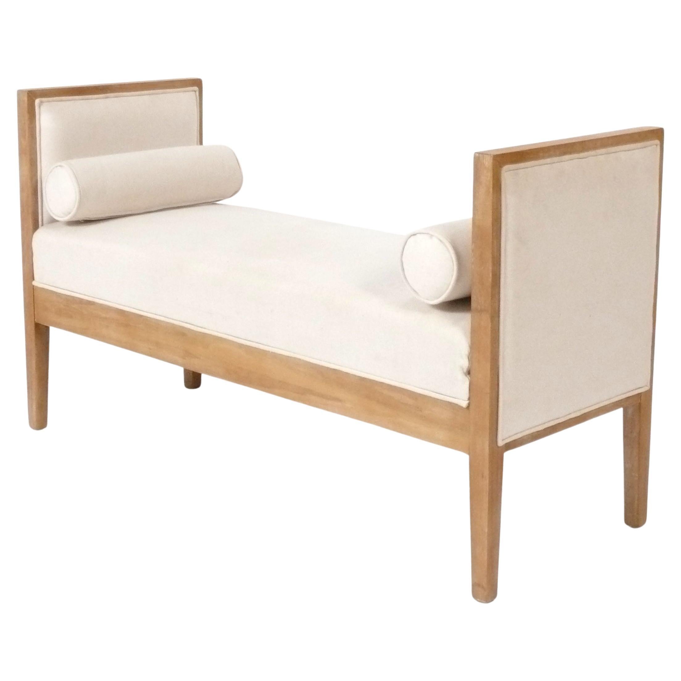 Jean Michel Frank Style Oak Upholstered Bench