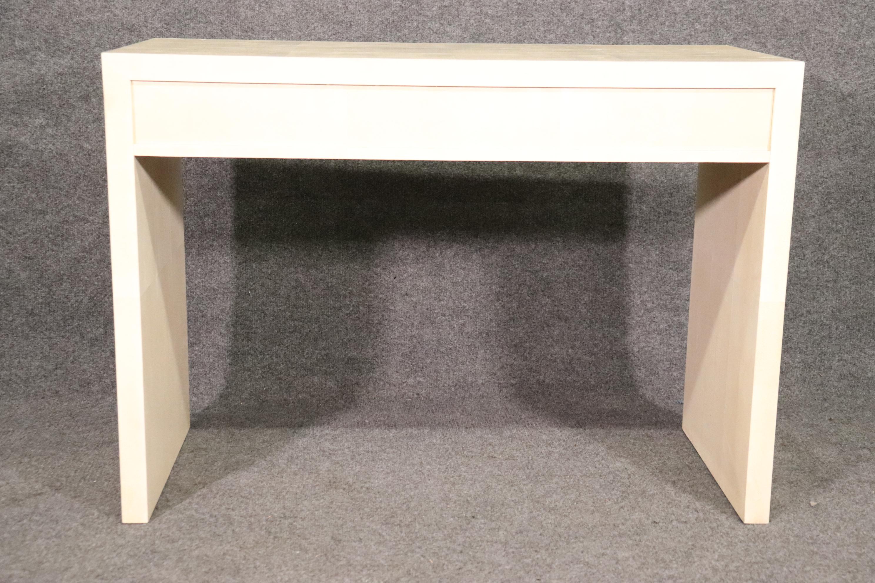 Jean Michel Frank Style Off-White Shagreen Paneled Console Table with Drawers In Good Condition In Swedesboro, NJ