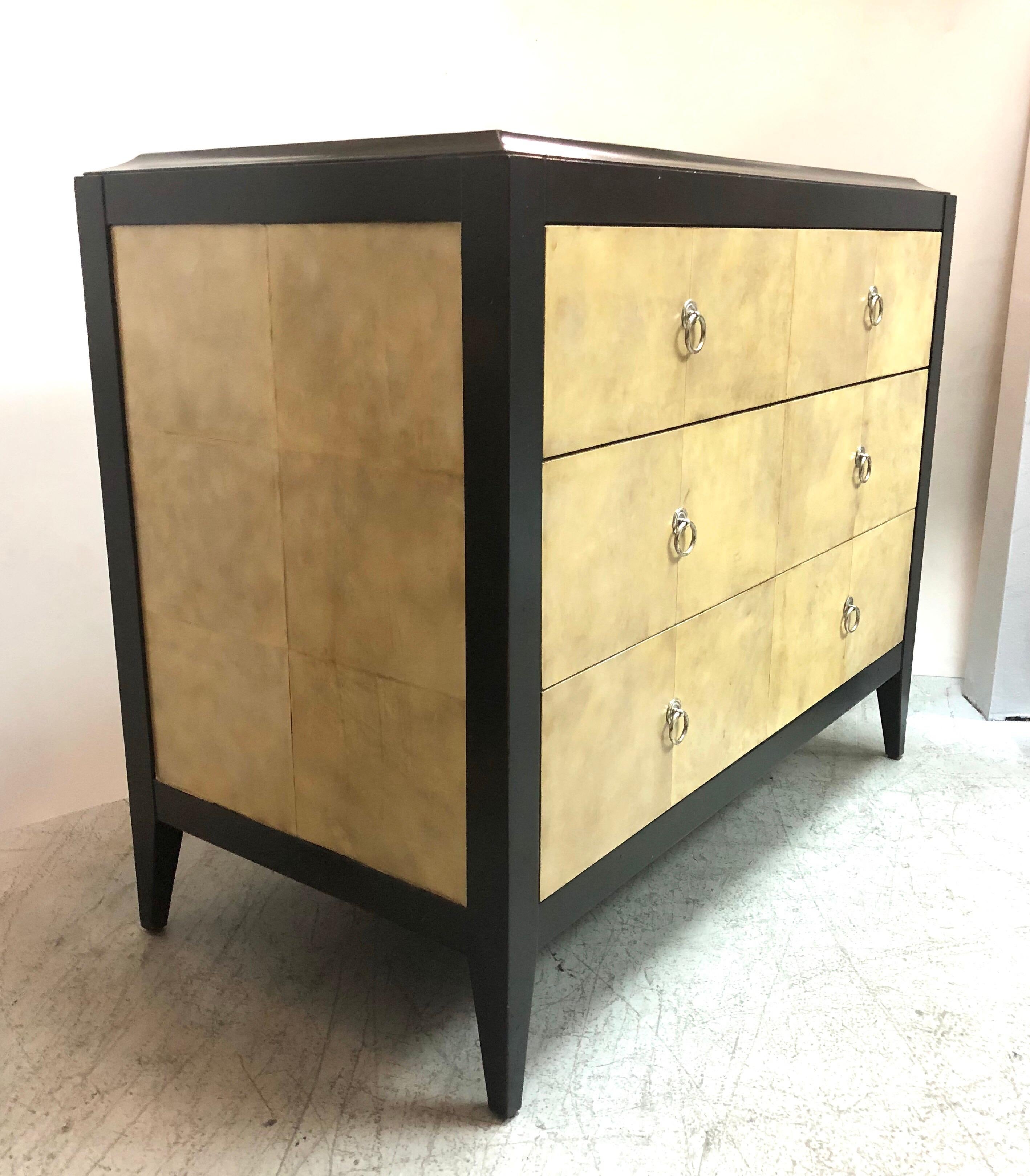 Jean Michel Frank Style Parchment Chest of Drawers Console Cabinet 3