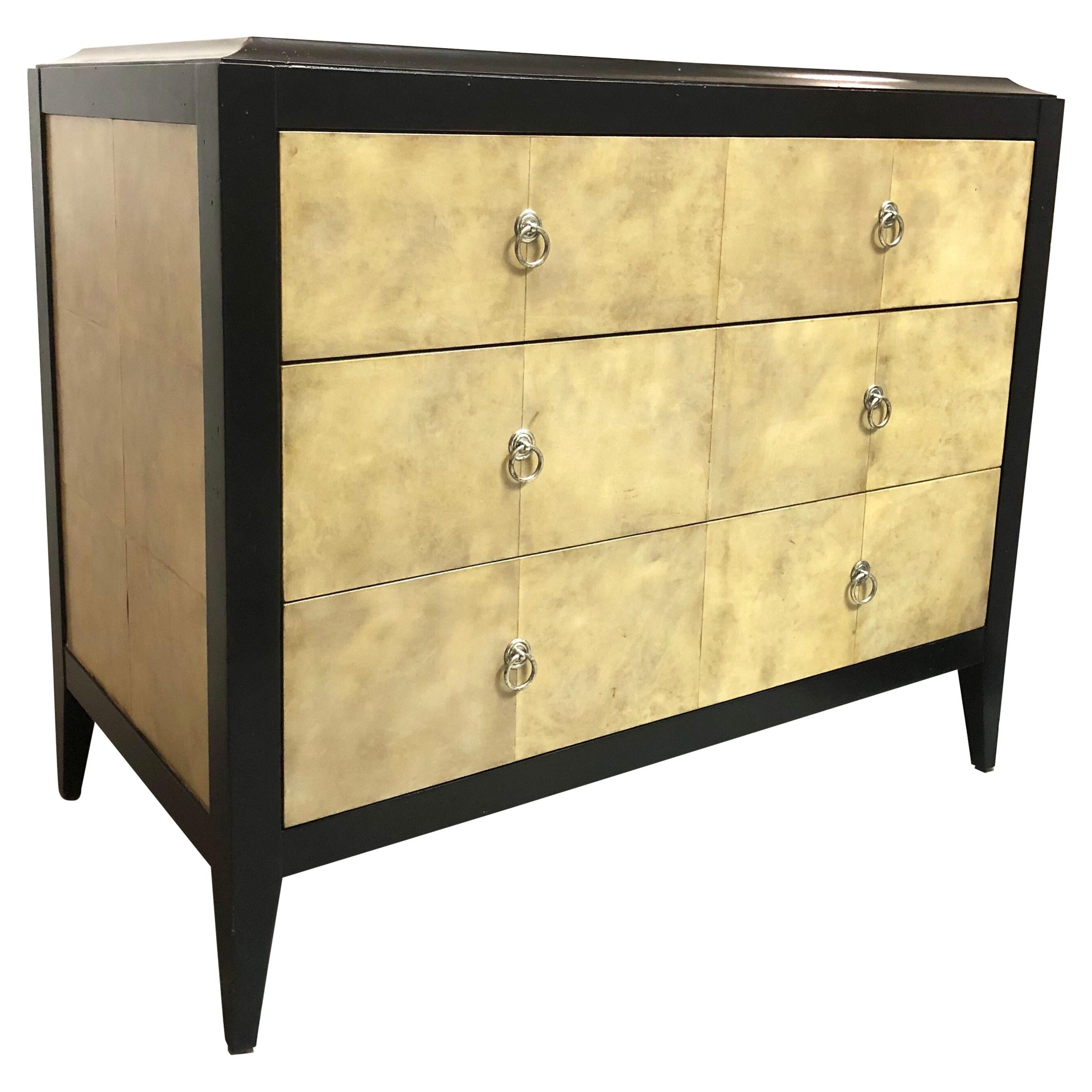 Jean Michel Frank Style Parchment Chest of Drawers Console Cabinet