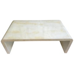 Jean Michel Frank Style Waterfall Natural Parchment Coffee Table
