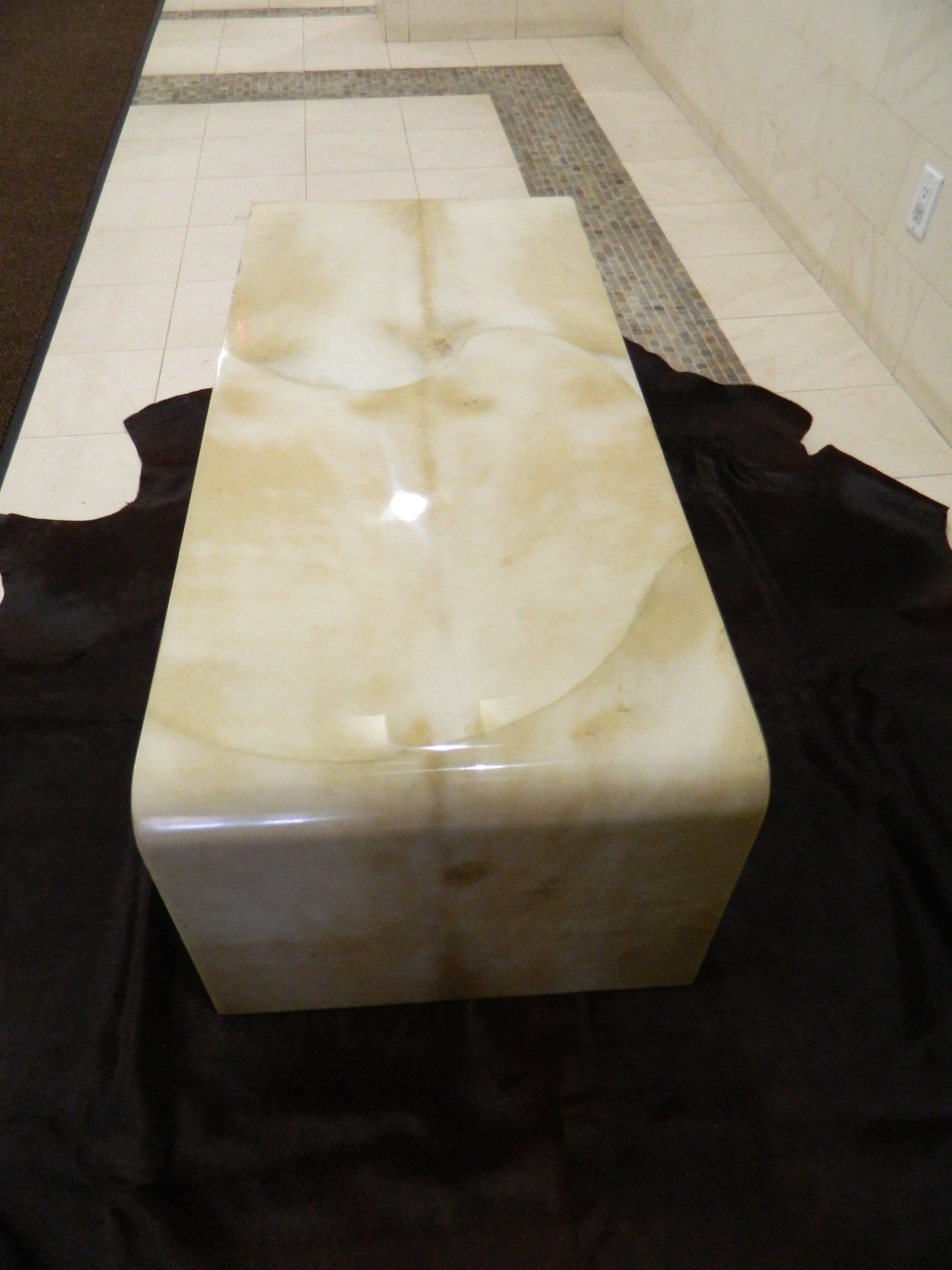 Goatskin Jean Michel Frank style Waterfall Parchment Table For Sale