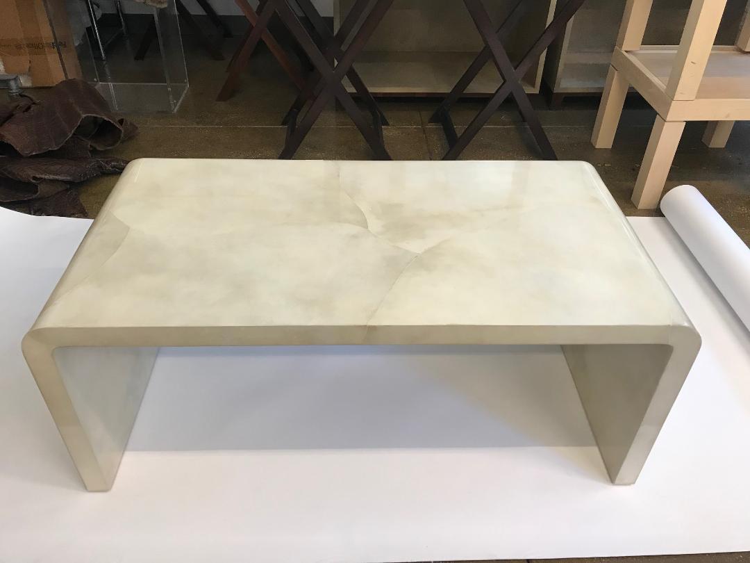 Contemporary Jean Michel Frank Waterfall Parchment Coffee Table For Sale