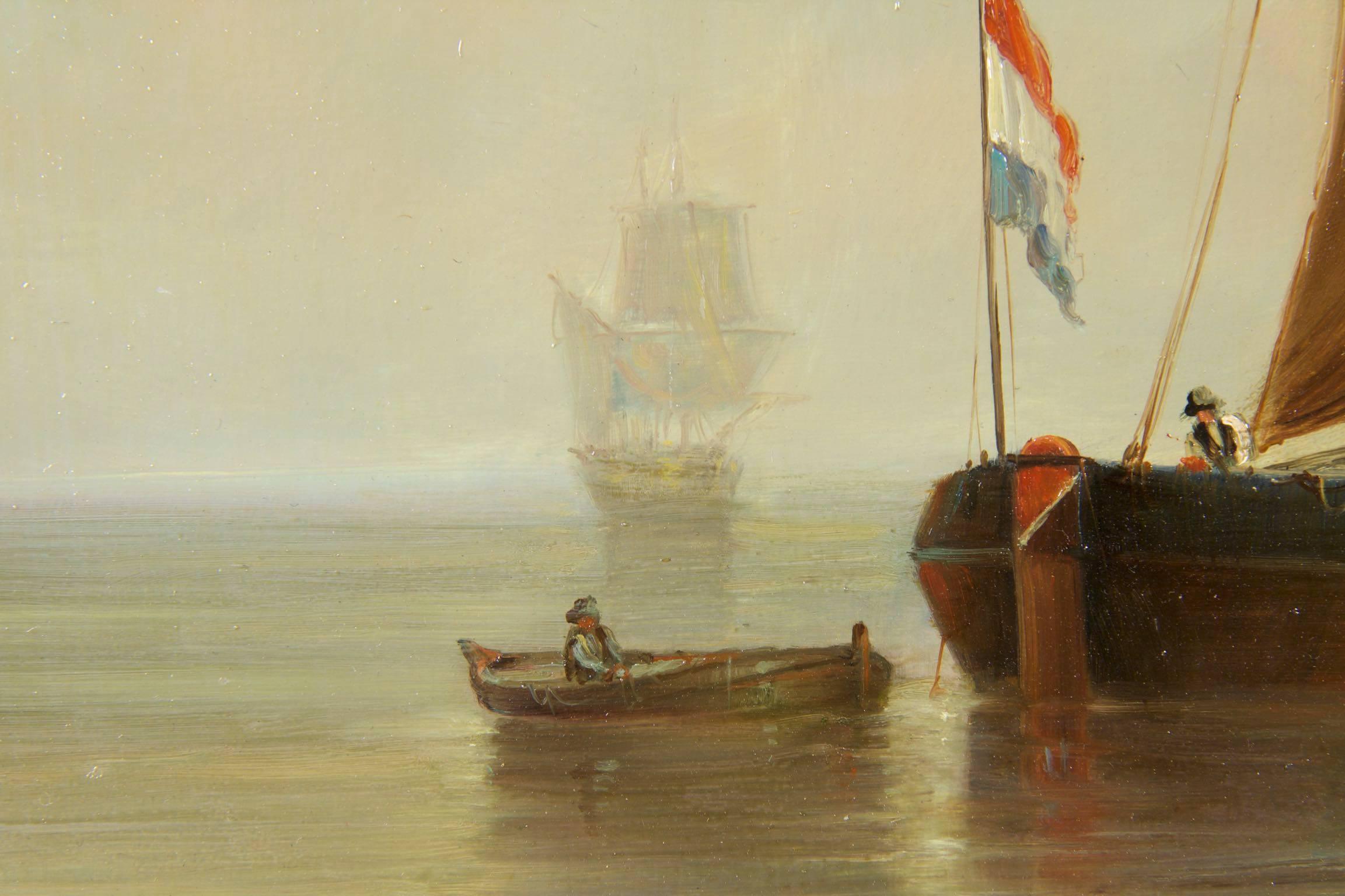 Jean Michel Laurent Painting of Fishing Vessels along Coast 2