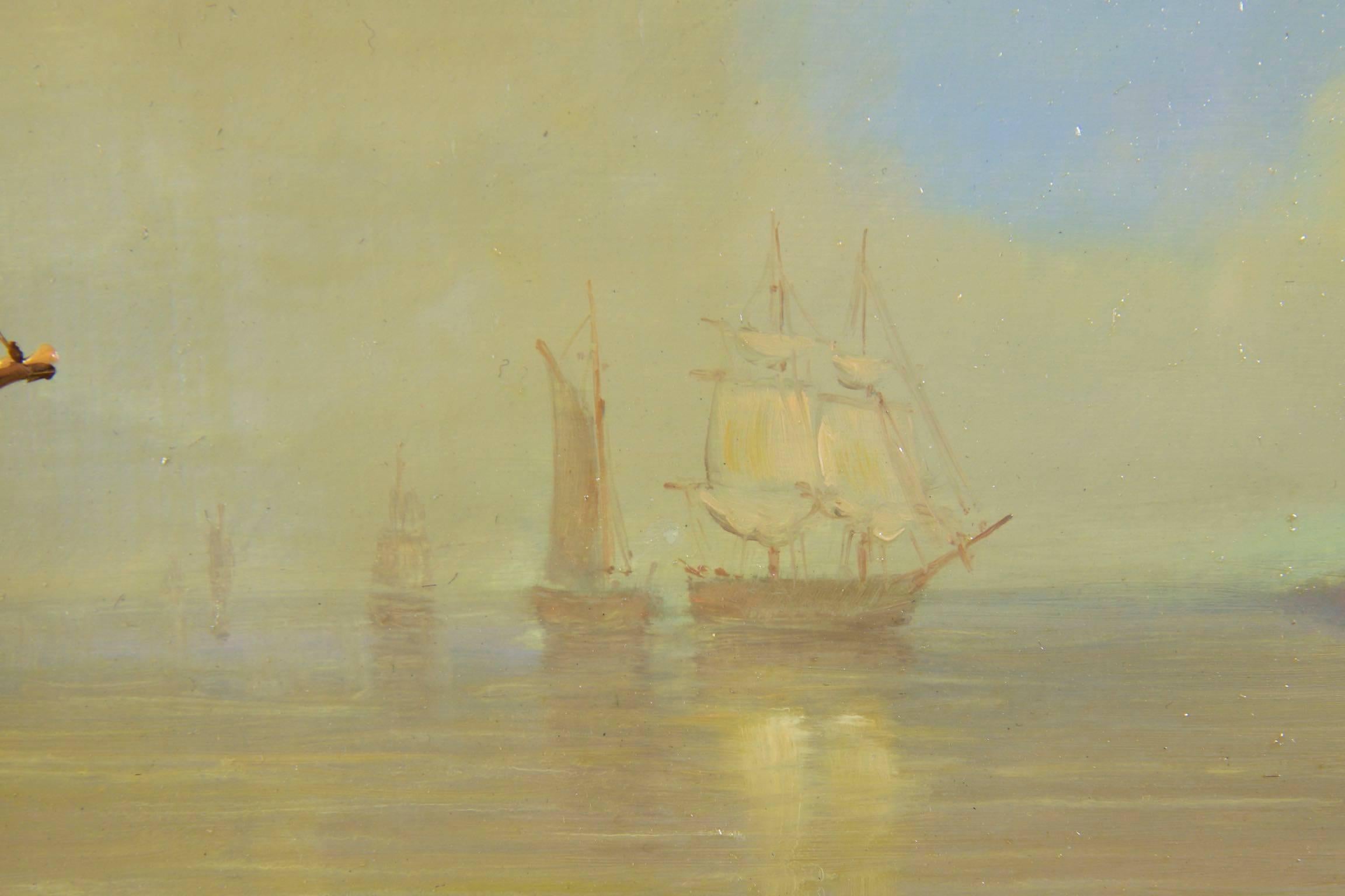 Jean Michel Laurent Painting of Fishing Vessels along Coast 3