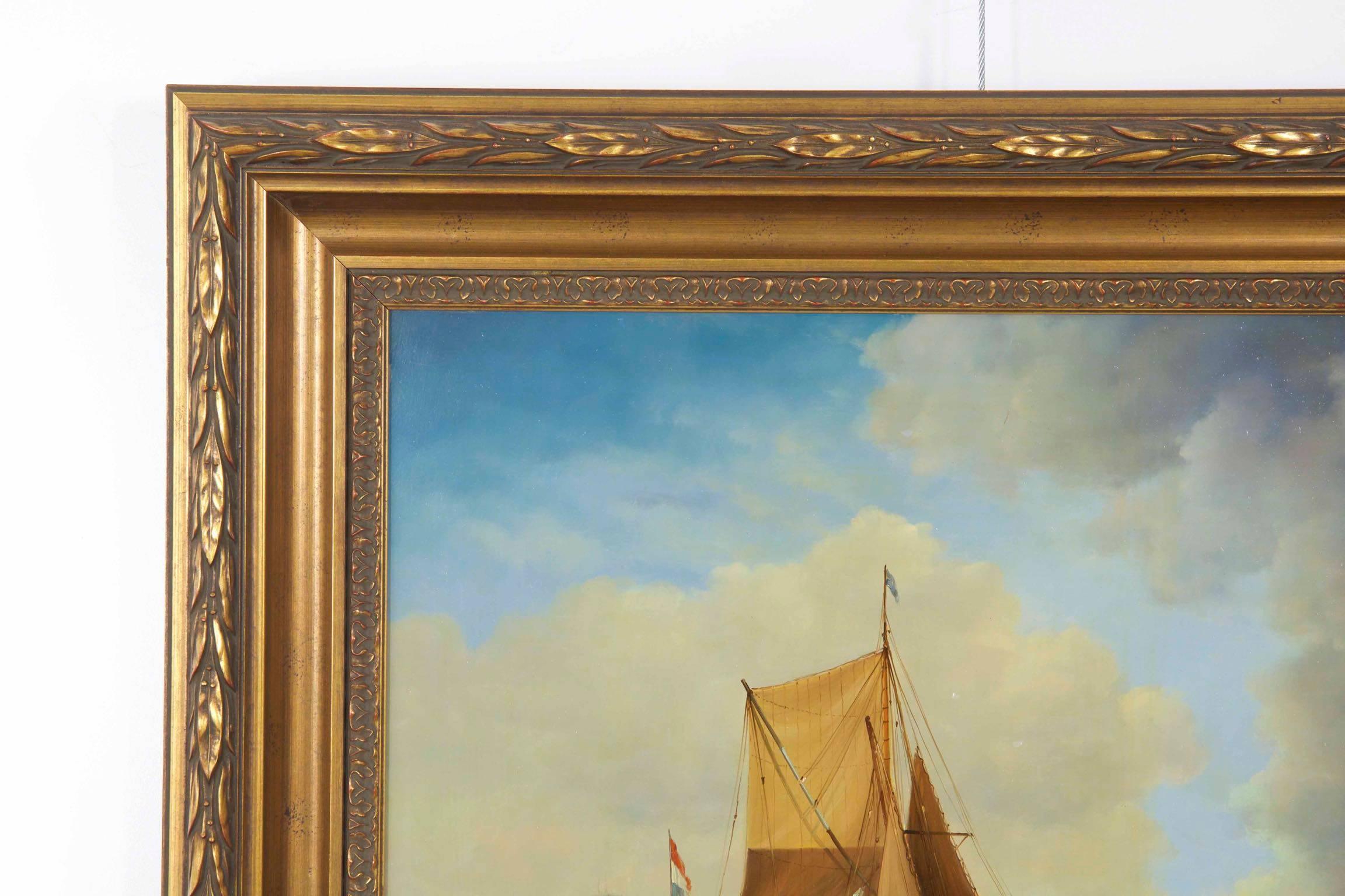 Jean Michel Laurent Painting of Fishing Vessels along Coast 7