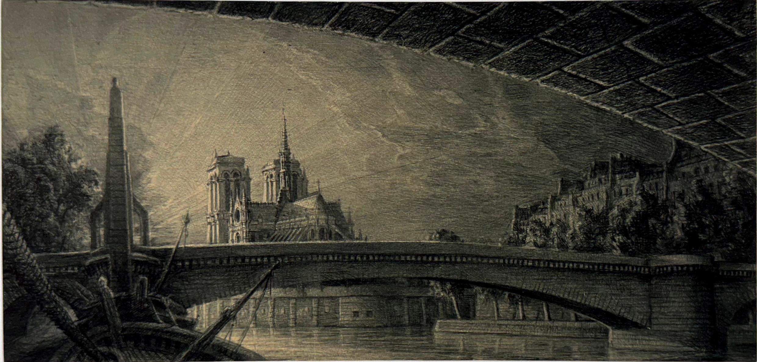 La Pont de la Tournelle, par JMM Mathieux-Marie - Print de Jean Michel Mathieux-Marie