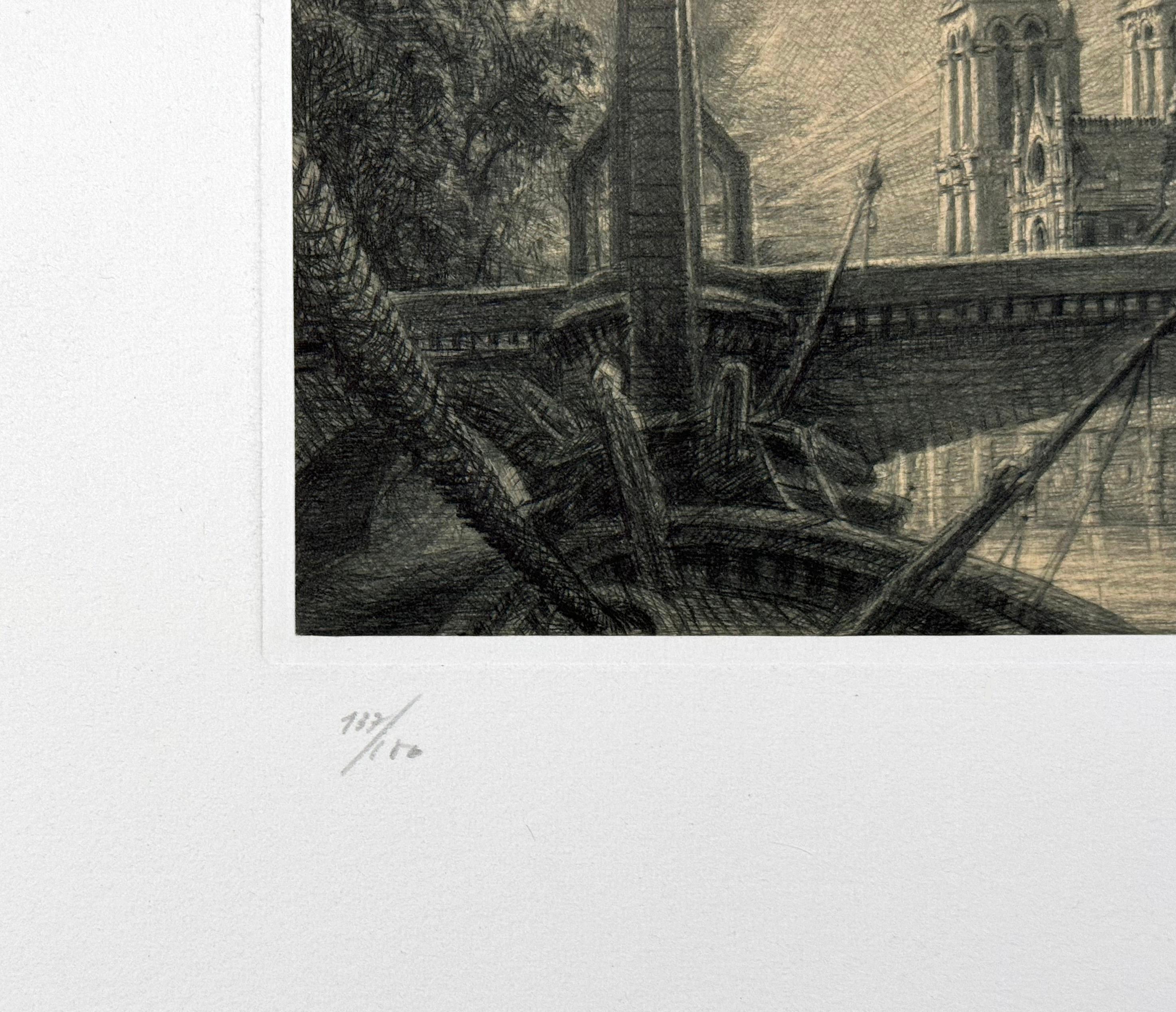 La Pont de la Tournelle, by JMM Mathieux-Marie - Contemporary Print by Jean Michel Mathieux-Marie