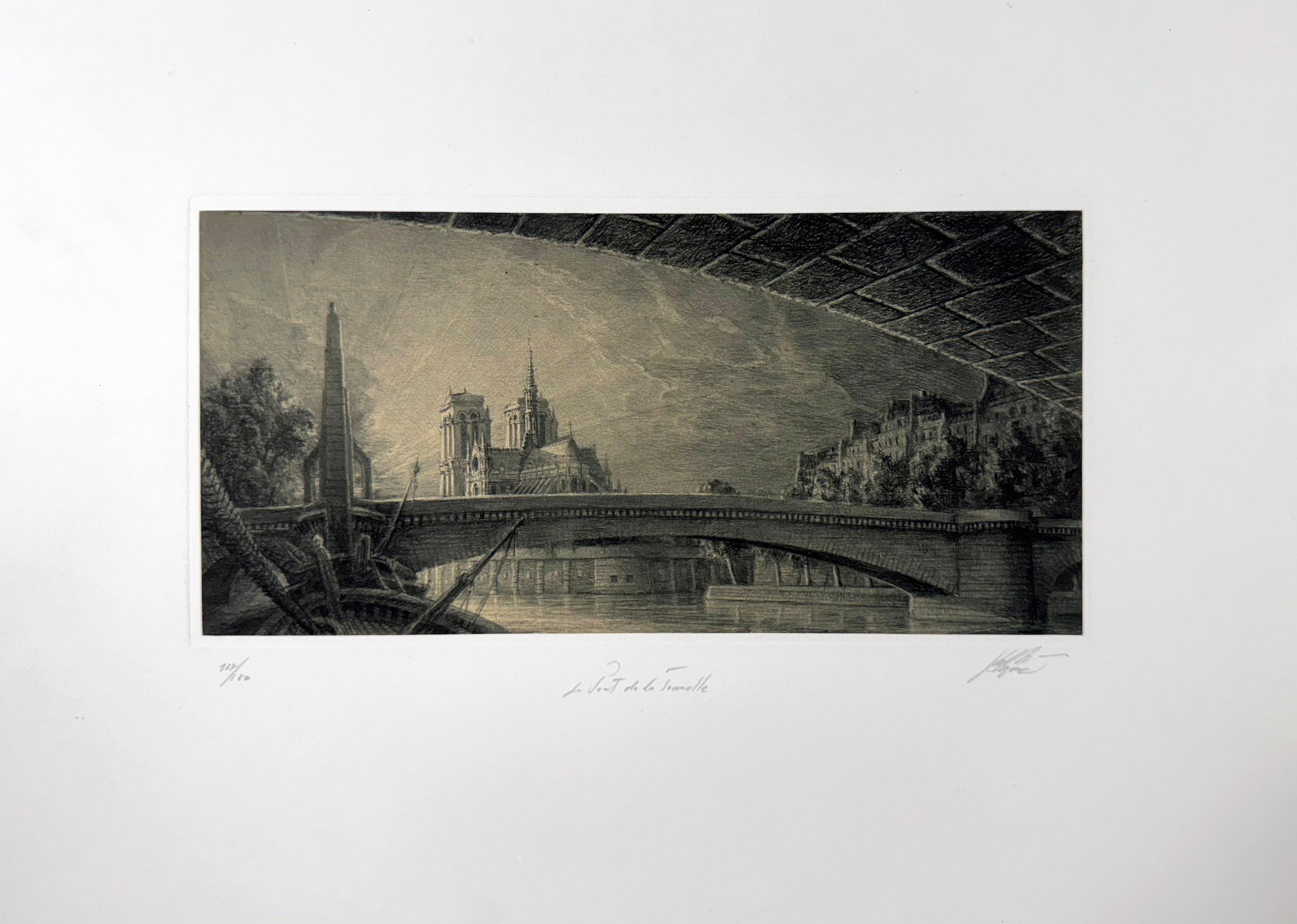 Jean Michel Mathieux-Marie Landscape Print - La Pont de la Tournelle, by JMM Mathieux-Marie