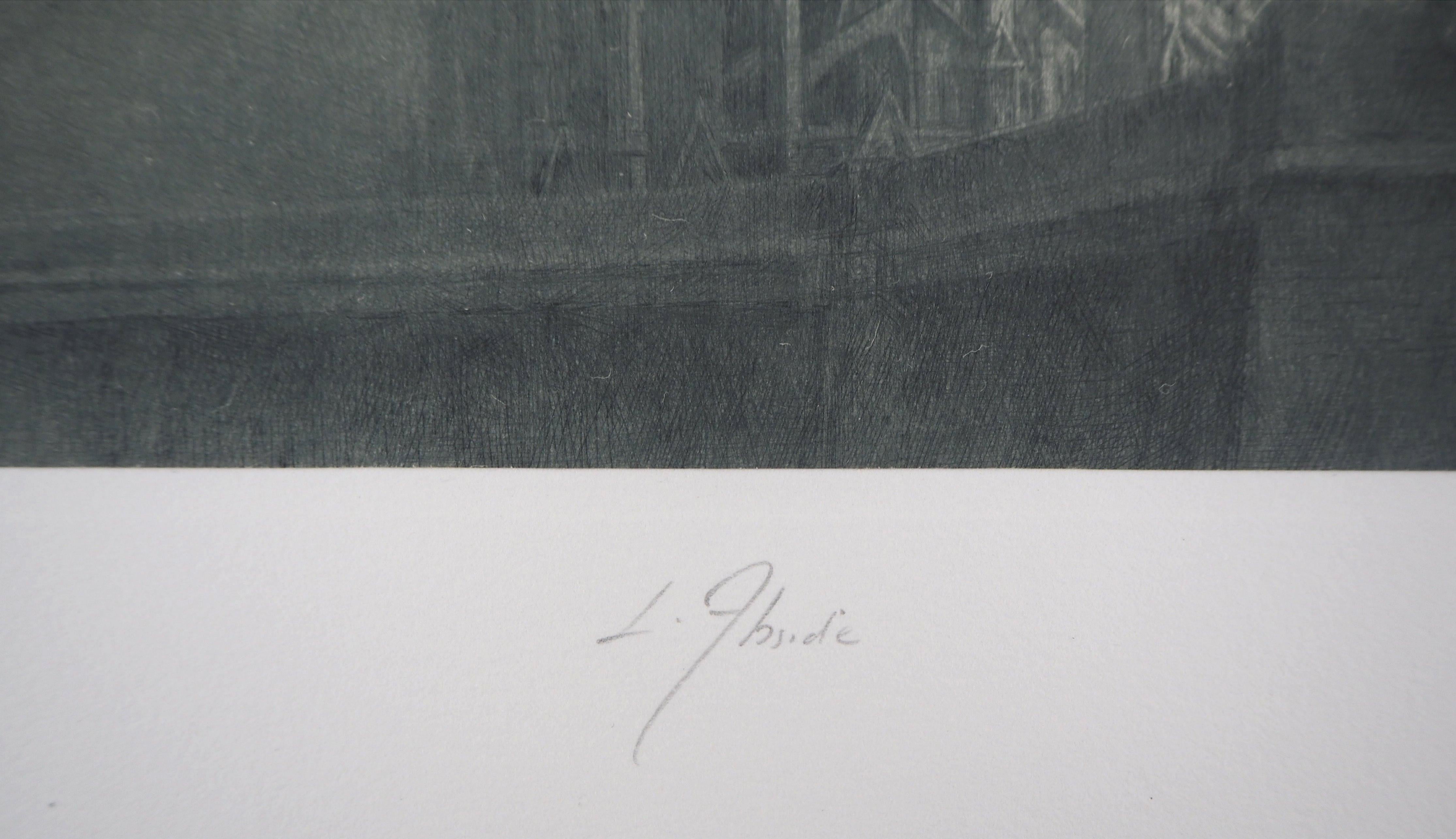Notre-Dame de Paris - Original Handsigned Etching - Gray Landscape Print by Jean Michel Mathieux-Marie