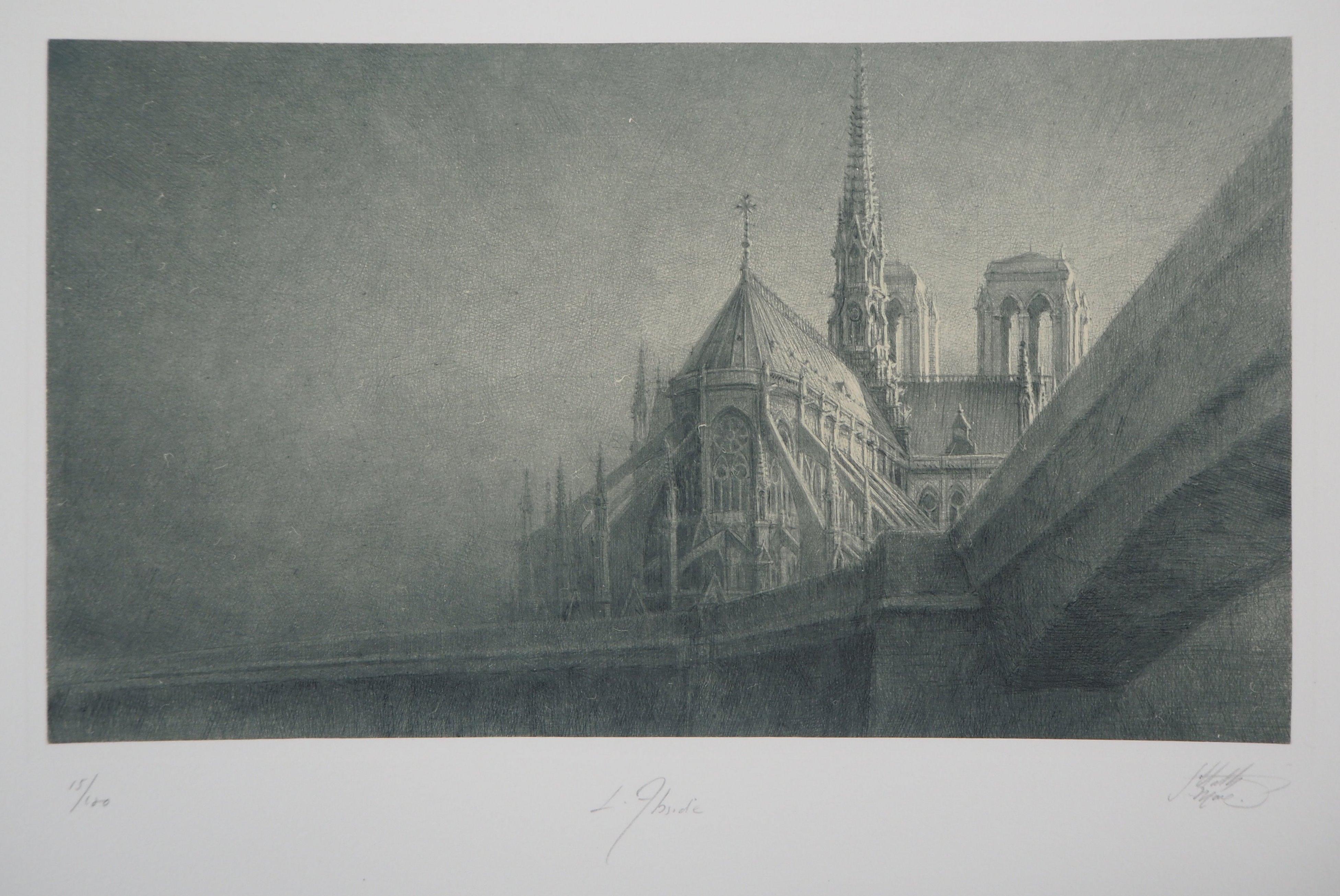 Jean Michel Mathieux-Marie Landscape Print - Notre-Dame de Paris - Original Handsigned Etching