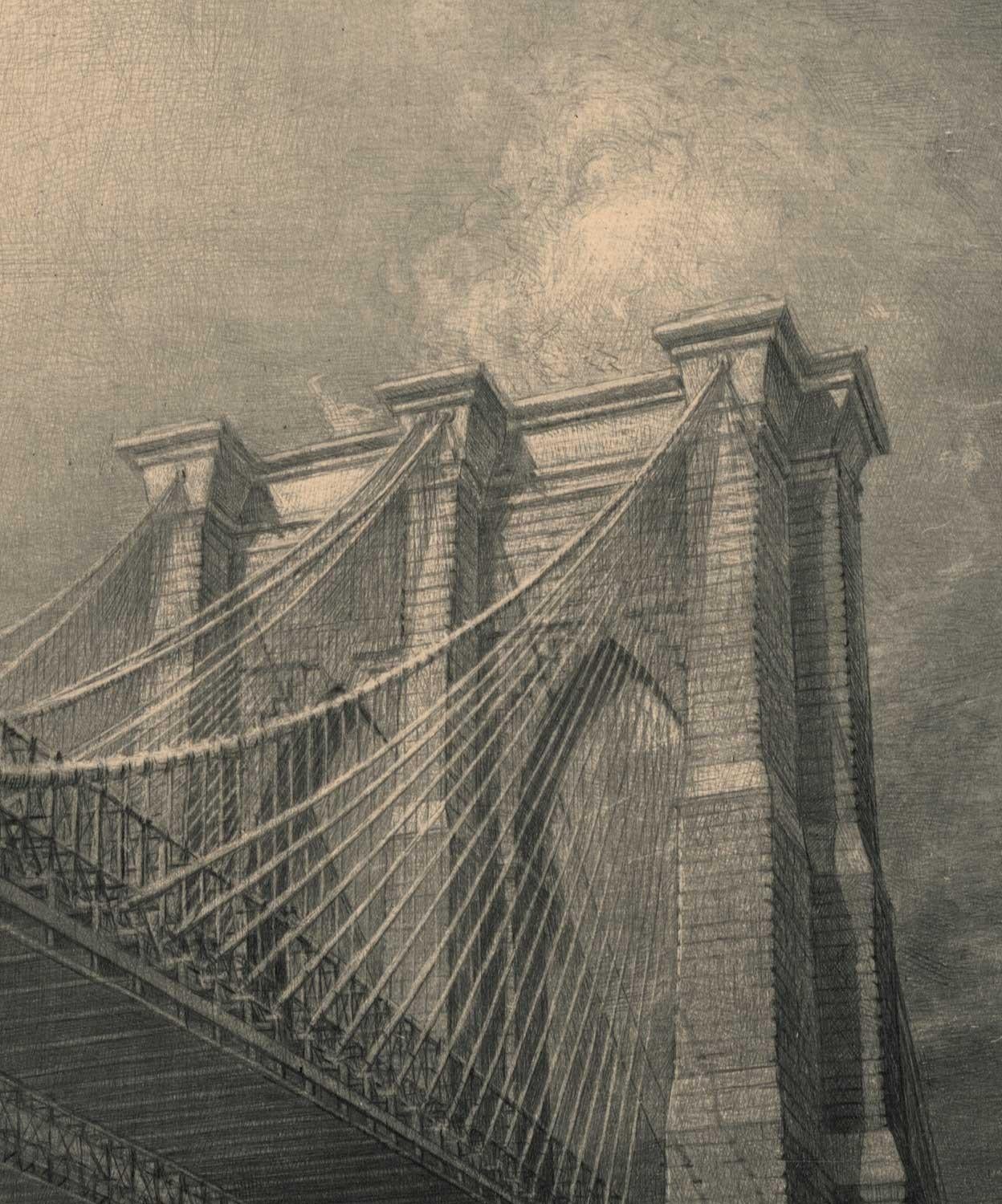 The Brooklyn Bridge (view of Brooklyn Bridge pylons from below the bridge) - Print by Jean Michel Mathieux-Marie