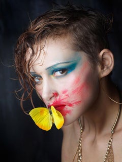 French Contemporary Photo by J.-M. Rousvoal - La Jeune Femme au Papillon