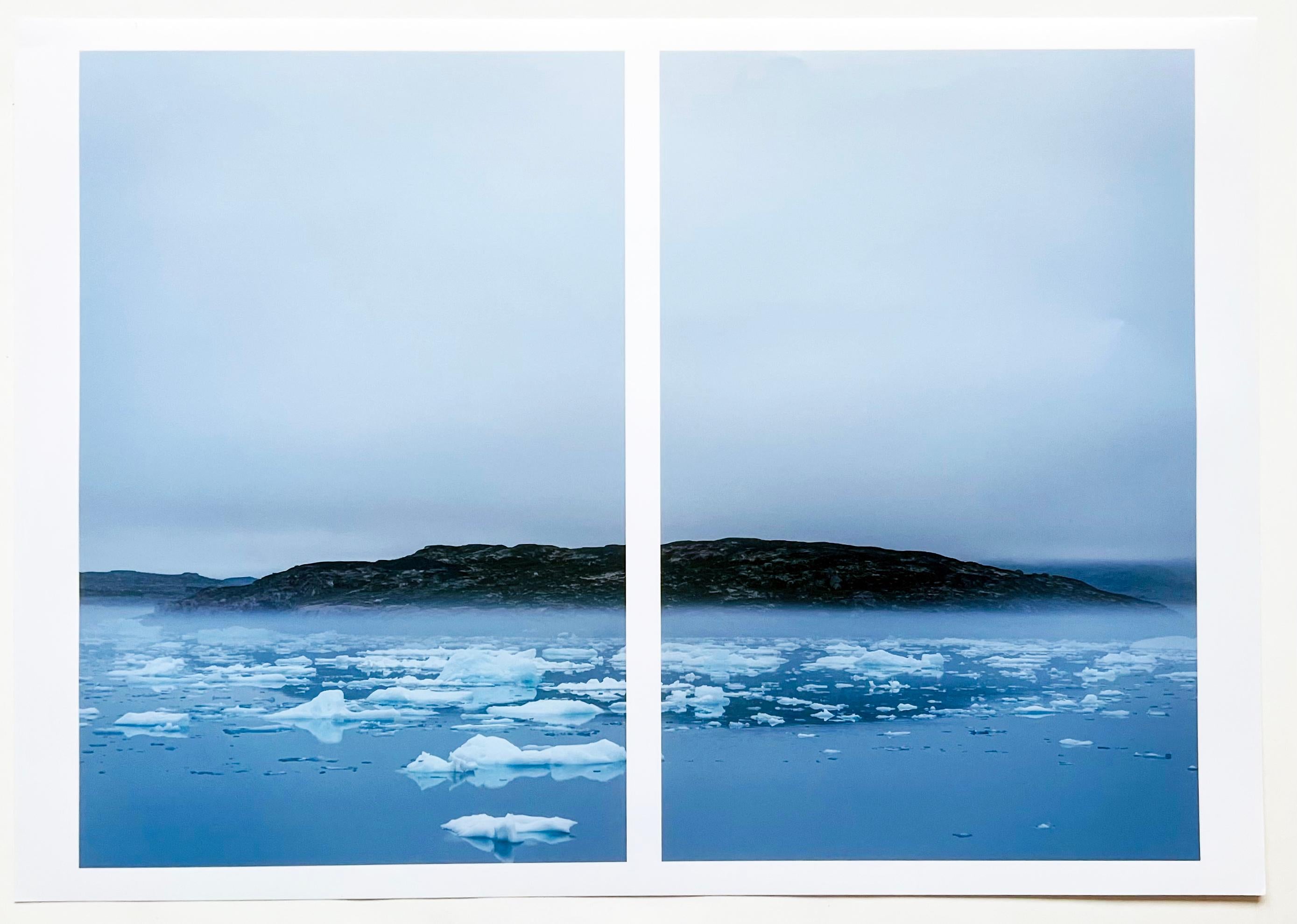 Mist and Ice, Greenland, Limited Edition Contemporary Color Landscape Photograph - Blue Color Photograph by Jean-Michel Voge