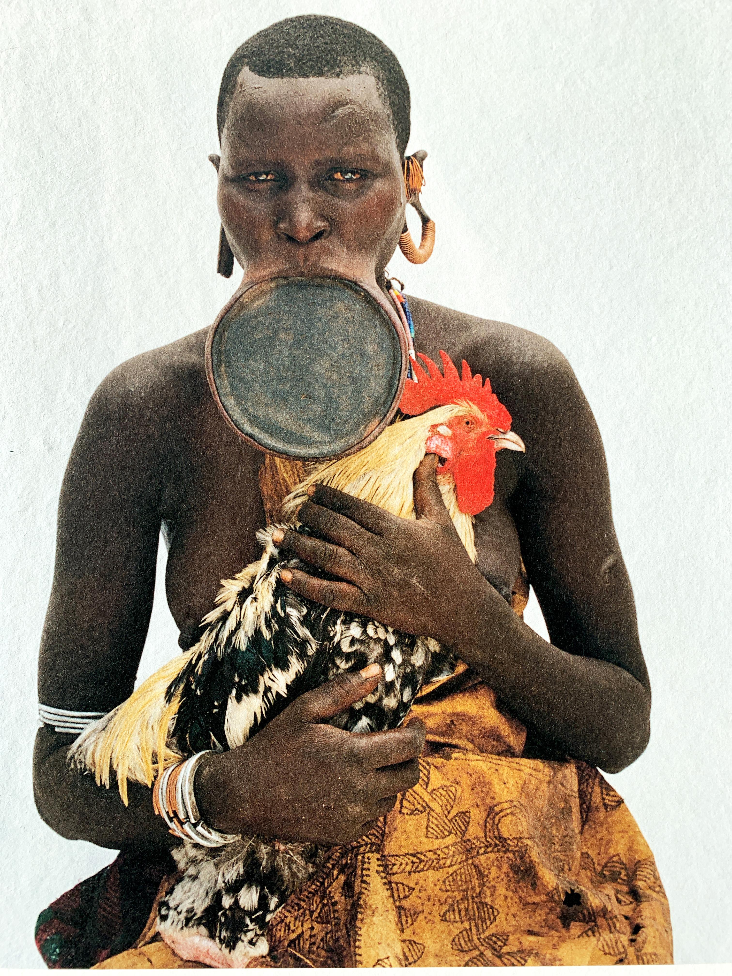 Jean-Michel Voge Color Photograph - Rooster, Tribal Woman Ethiopia, Africa, Photo on Japanese Paper Limited Edition