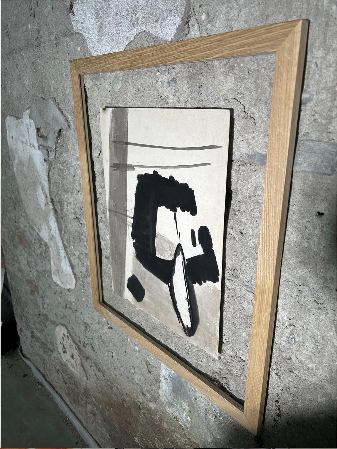 Painting on canvas by Jean Miotte from 1959
Abstract composition in India ink on canvas without frame (sent rolled).
Dated and signed by the artist.

Unframed: 42.5 x 33 x 1.5 cm