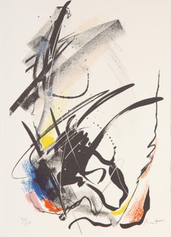 Banque De La Cite, Abstract Expressionist Lithograph by Jean Miotte