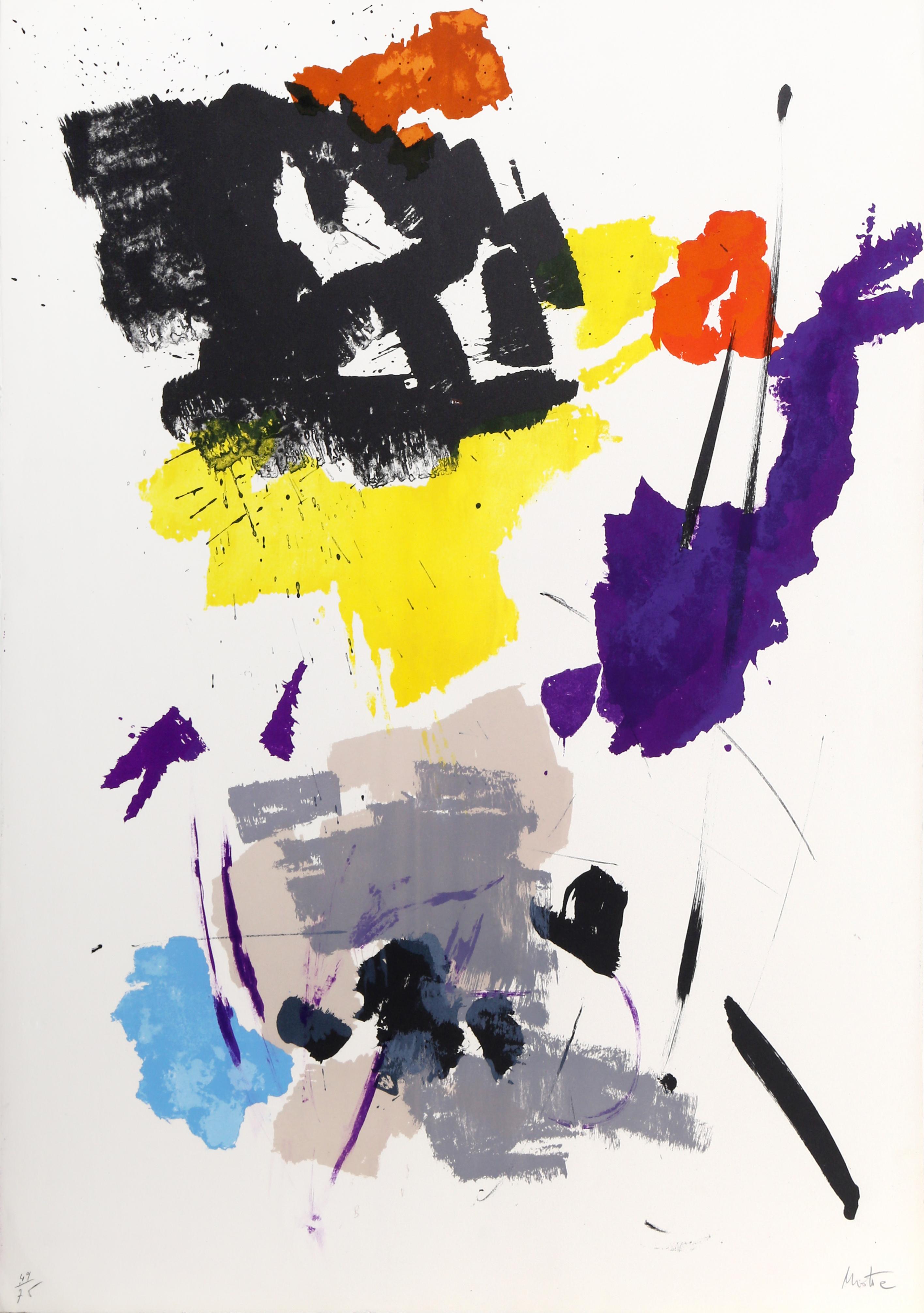 Une lithographie abstraite saisissante de l'artiste expressionniste abstrait français, Jean Miotte (1926 - 2016). L'estampe est signée à la main et numérotée 49/75 au crayon.