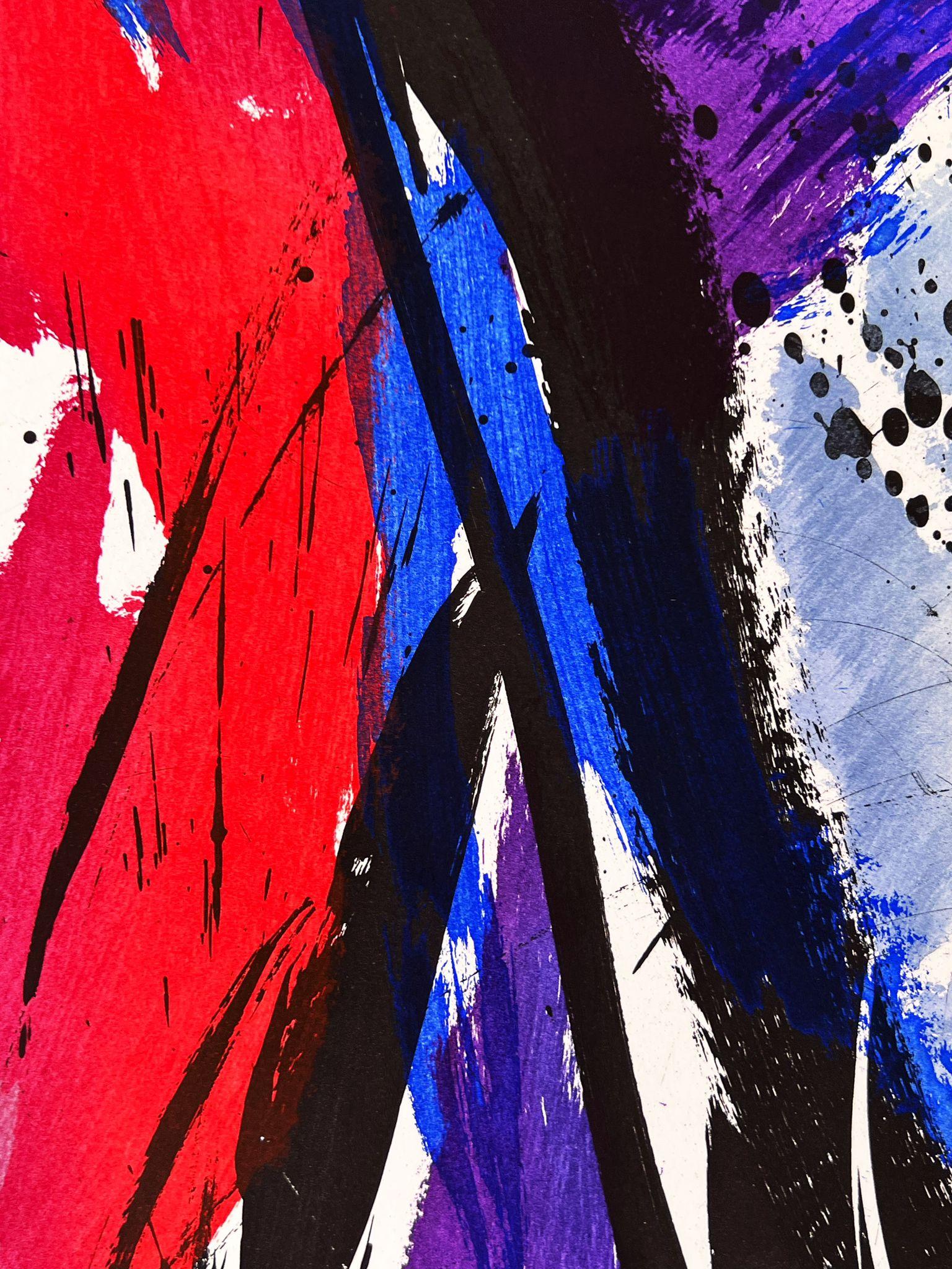 Aguatinta, 1991
Firmado a lápiz por el artista y numerado 37/80
125.00 cm. x 88.00 cm.  49,21 pulg. x 34,65 pulg. (papel)
98,00 cm. x 66,00 cm.  38,58 pulg. x 25,98 pulg. (imagen)
En esta gran obra de Jean Miotte, el gesto cobra protagonismo,