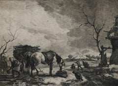 Moyreau After Wouvermans - Framed 18th Century Etching, Les Bucherons