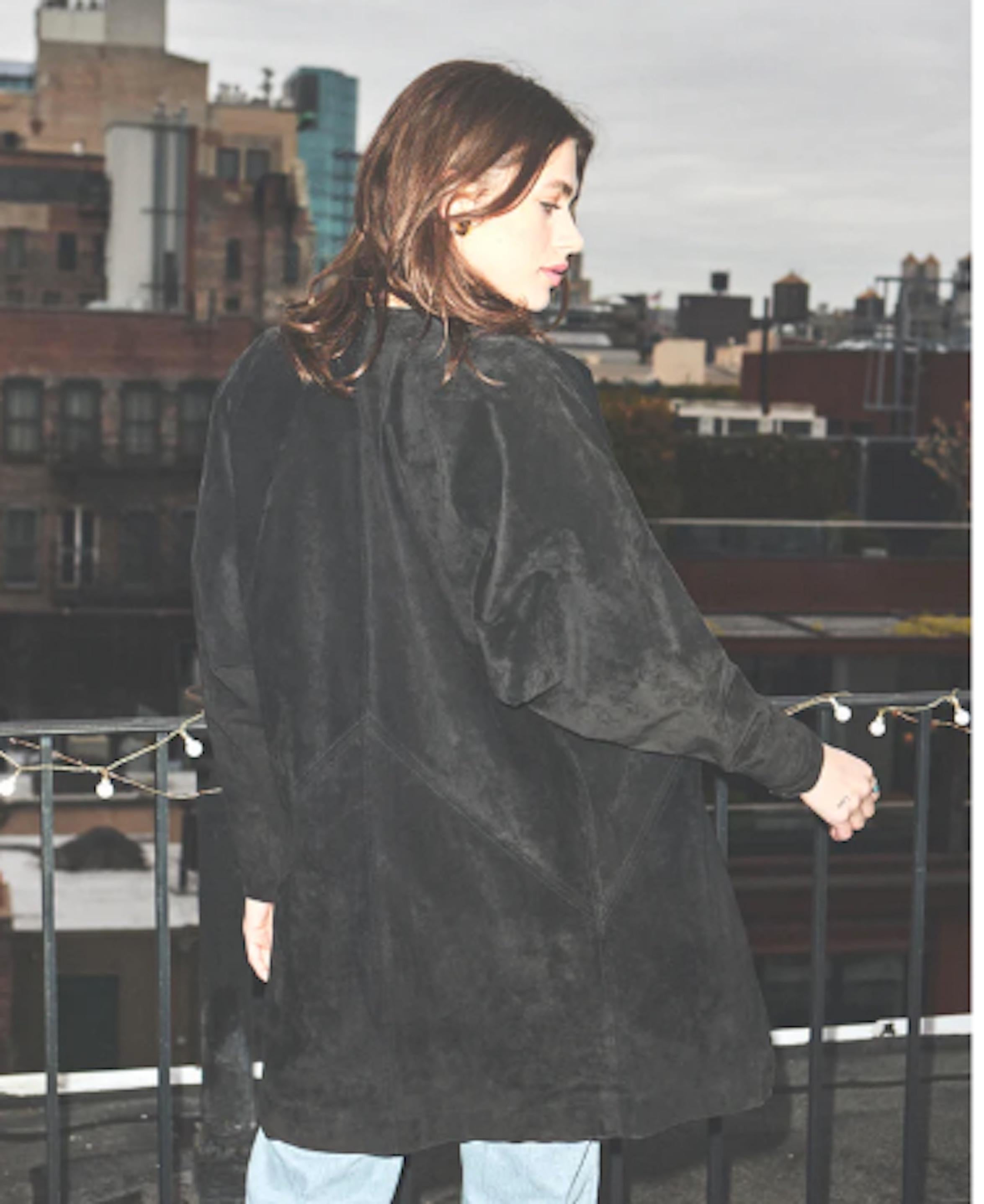 Jean Muir 1980's Black Suede Jacket In Excellent Condition For Sale In New York, NY