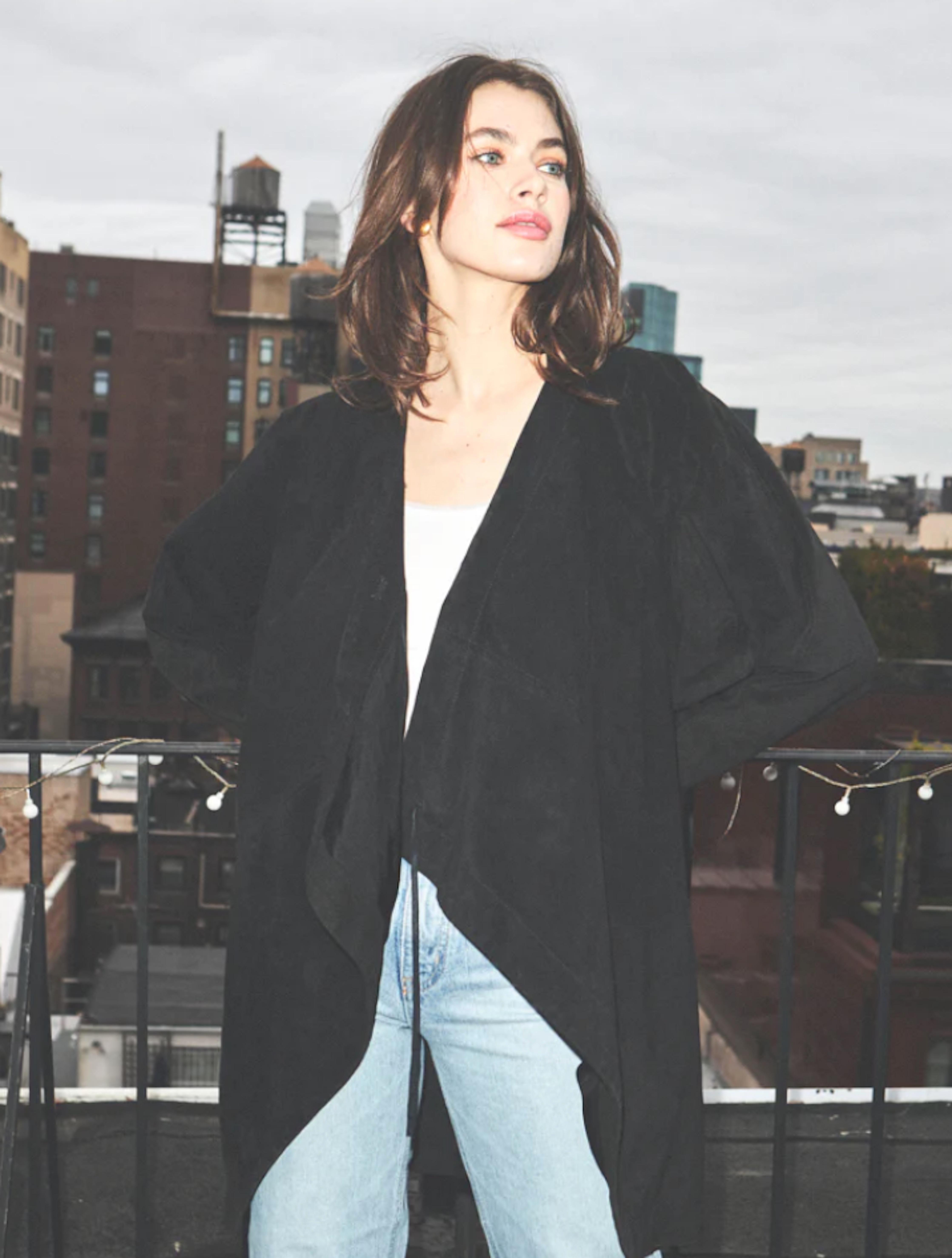 Women's Jean Muir 1980's Black Suede Jacket For Sale
