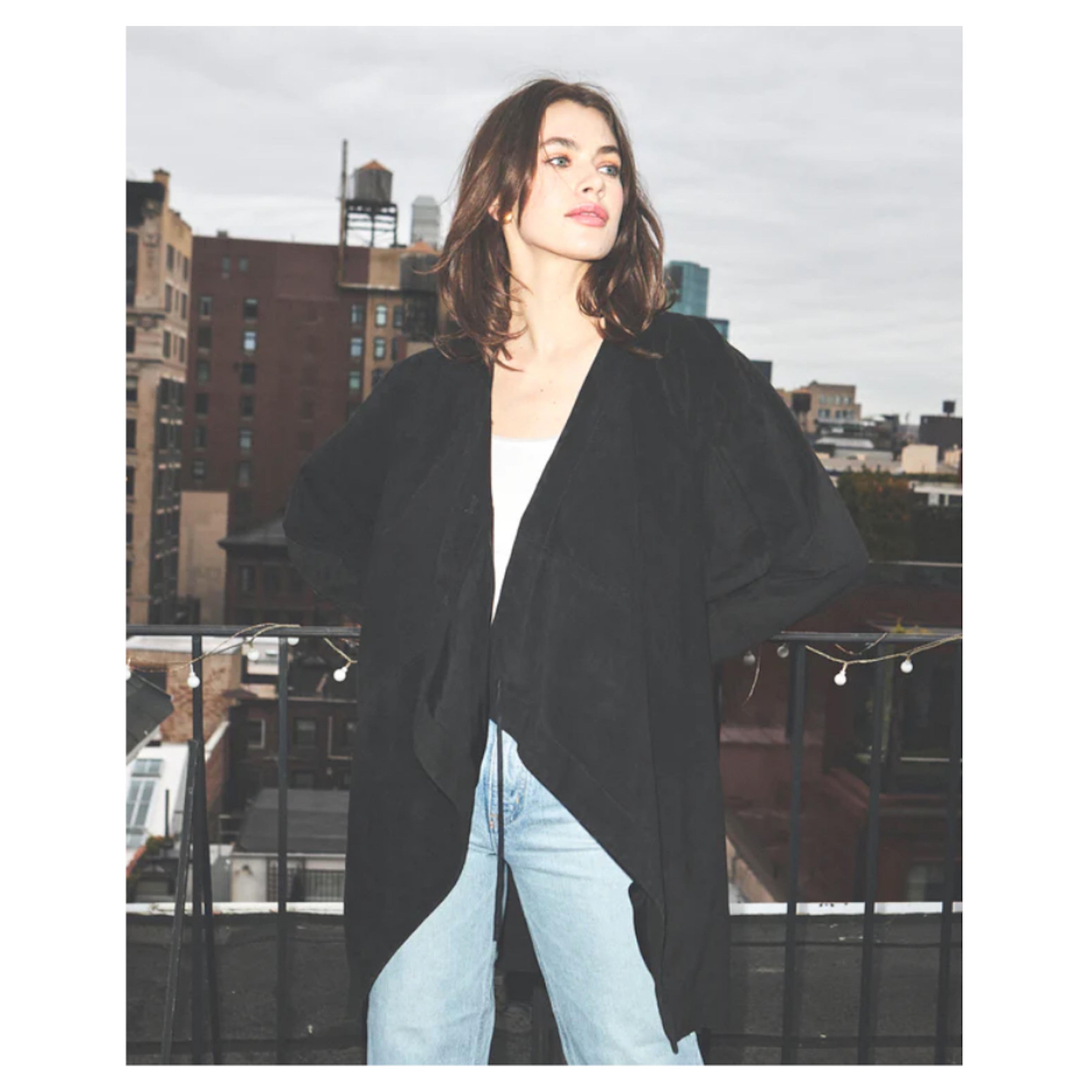 Jean Muir 1980's Black Suede Jacket For Sale
