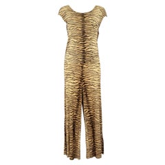 Jean Muir Brown Tiger Print Top & Trousers Set Size M