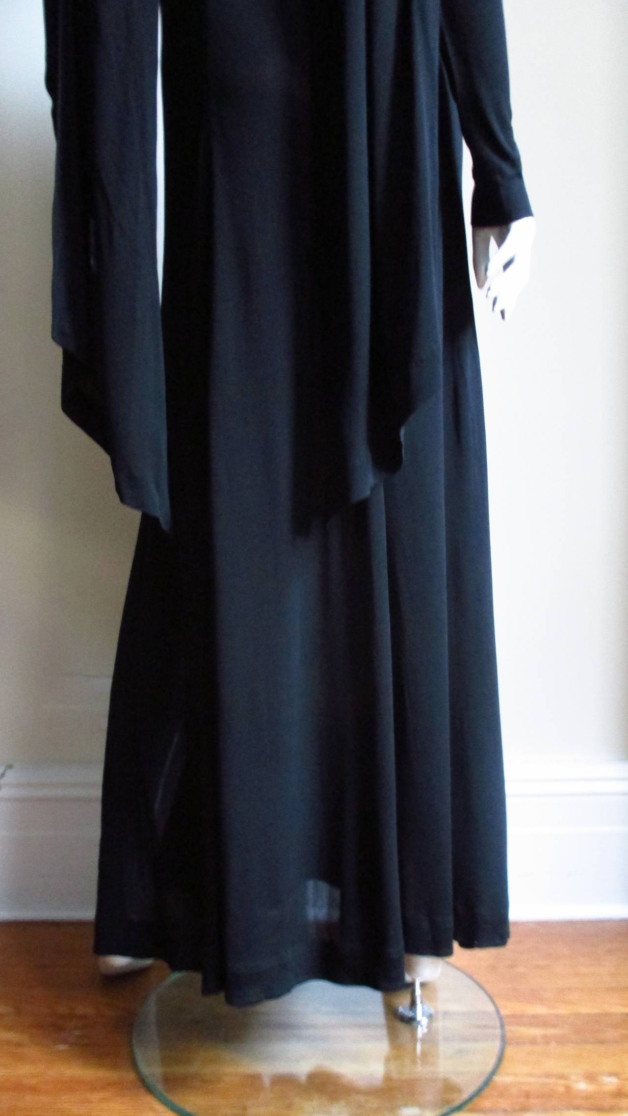 Jean Muir Cut out Maxi Dress with Back Draping 1970s For Sale 5