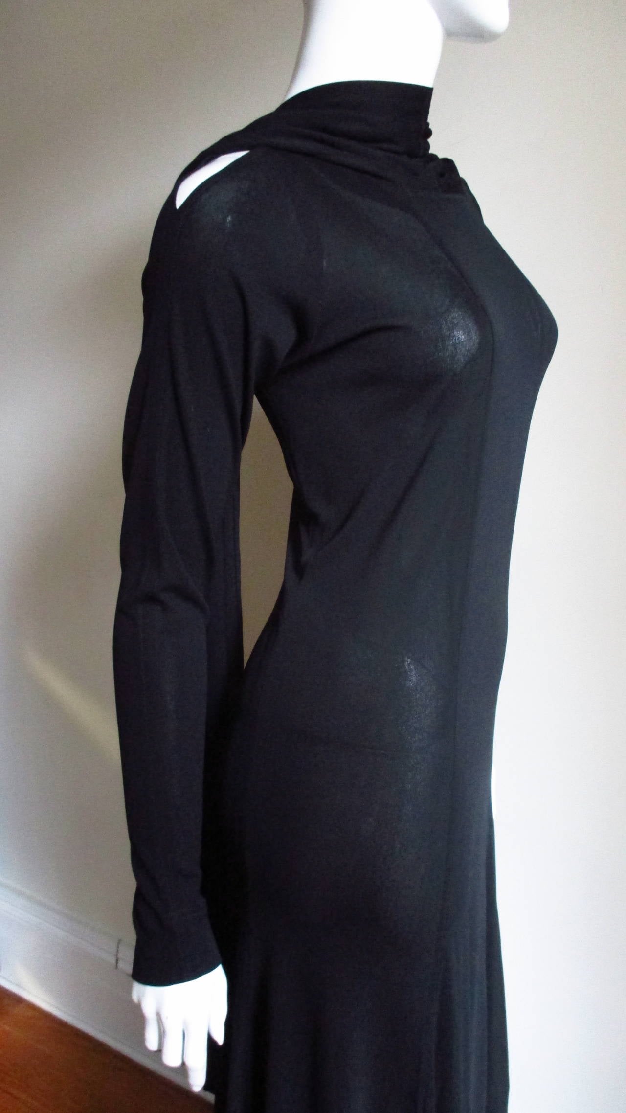Women's Jean Muir Cut out Maxi Dress with Back Draping 1970s For Sale