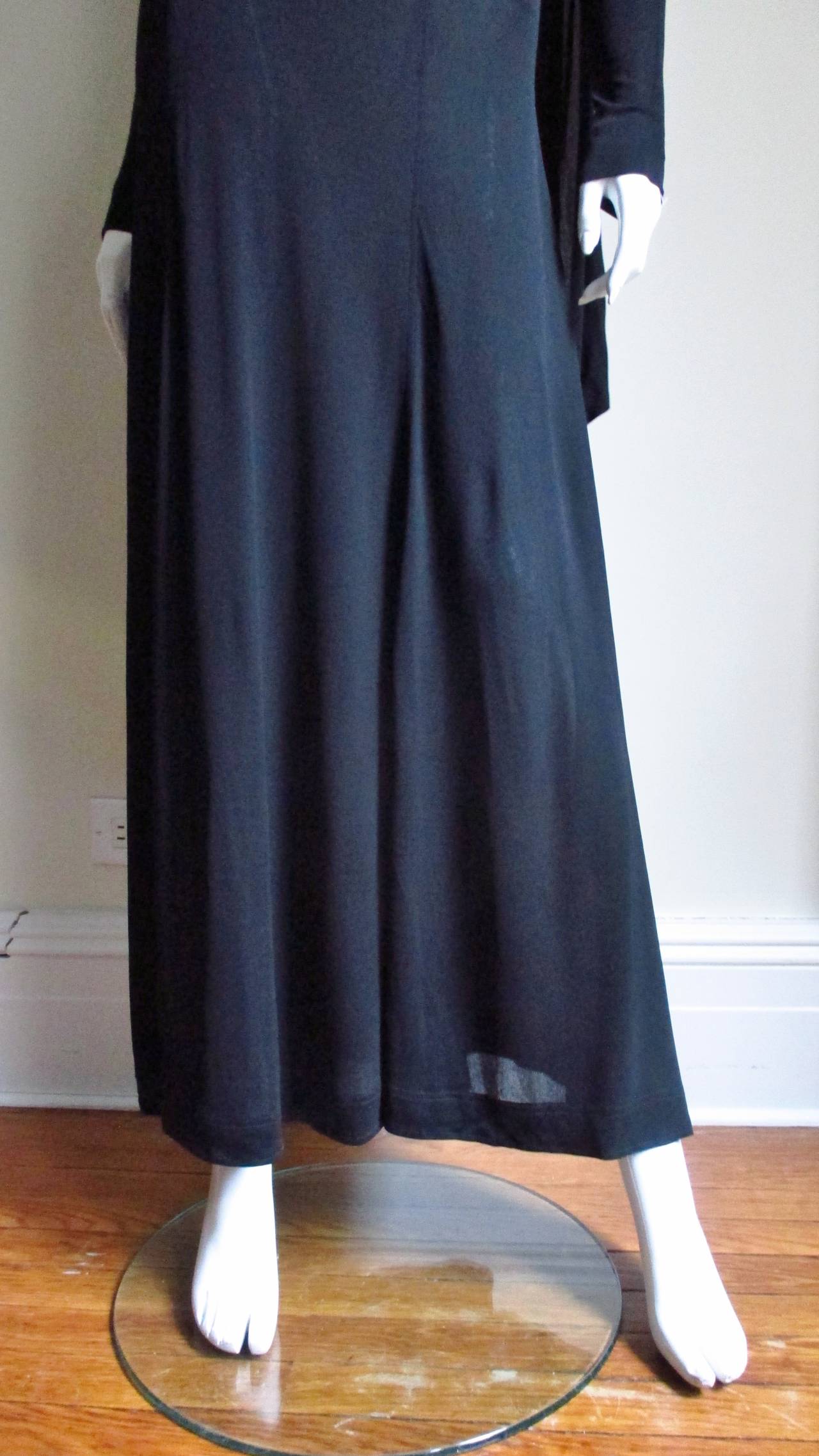 Jean Muir Cut out Maxi Dress with Back Draping 1970s For Sale 1