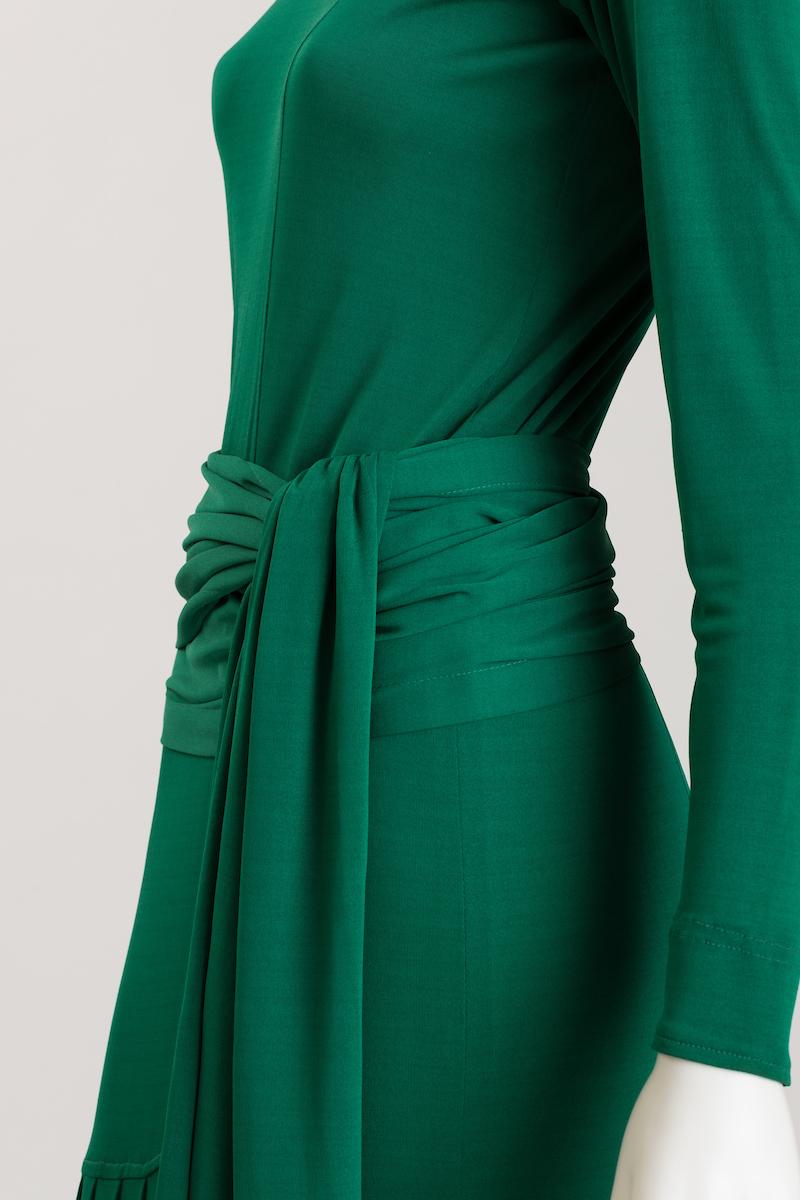 Jean Muir Emerald Green Viscose Jersey Cocktail Dress For Sale 8