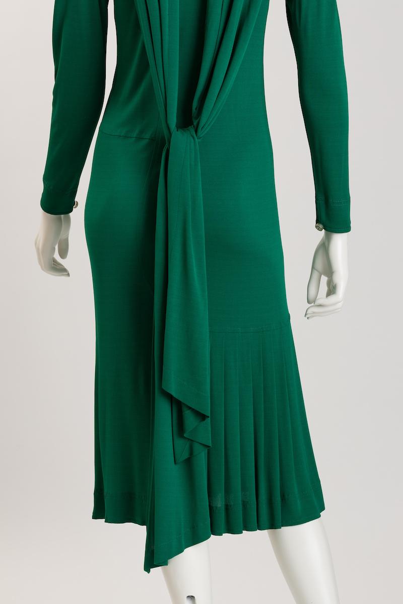 Jean Muir Emerald Green Viscose Jersey Cocktail Dress For Sale 10