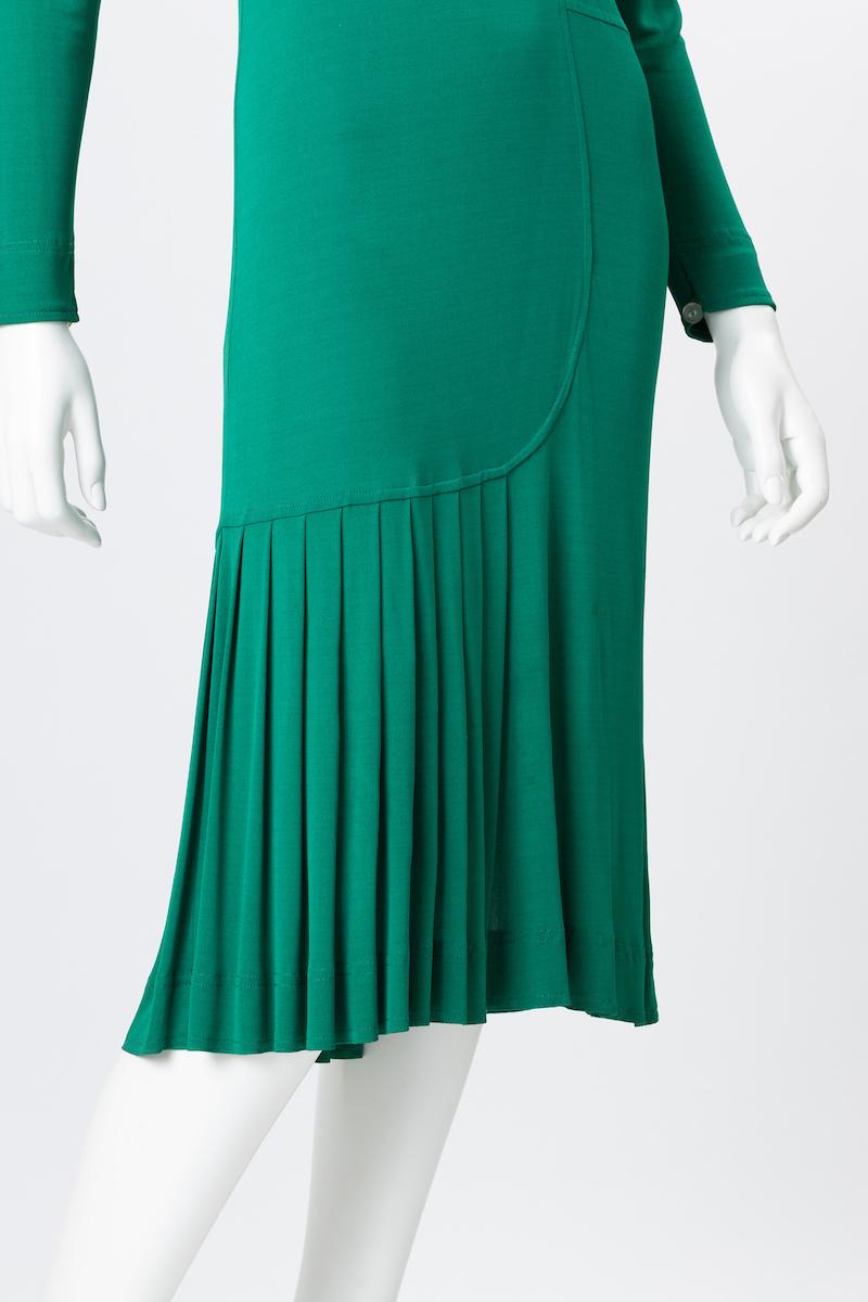 Jean Muir Emerald Green Viscose Jersey Cocktail Dress For Sale 2