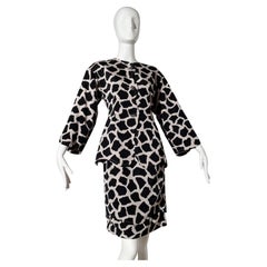 Retro Jean Muir Giraffe Print Skirt Suit