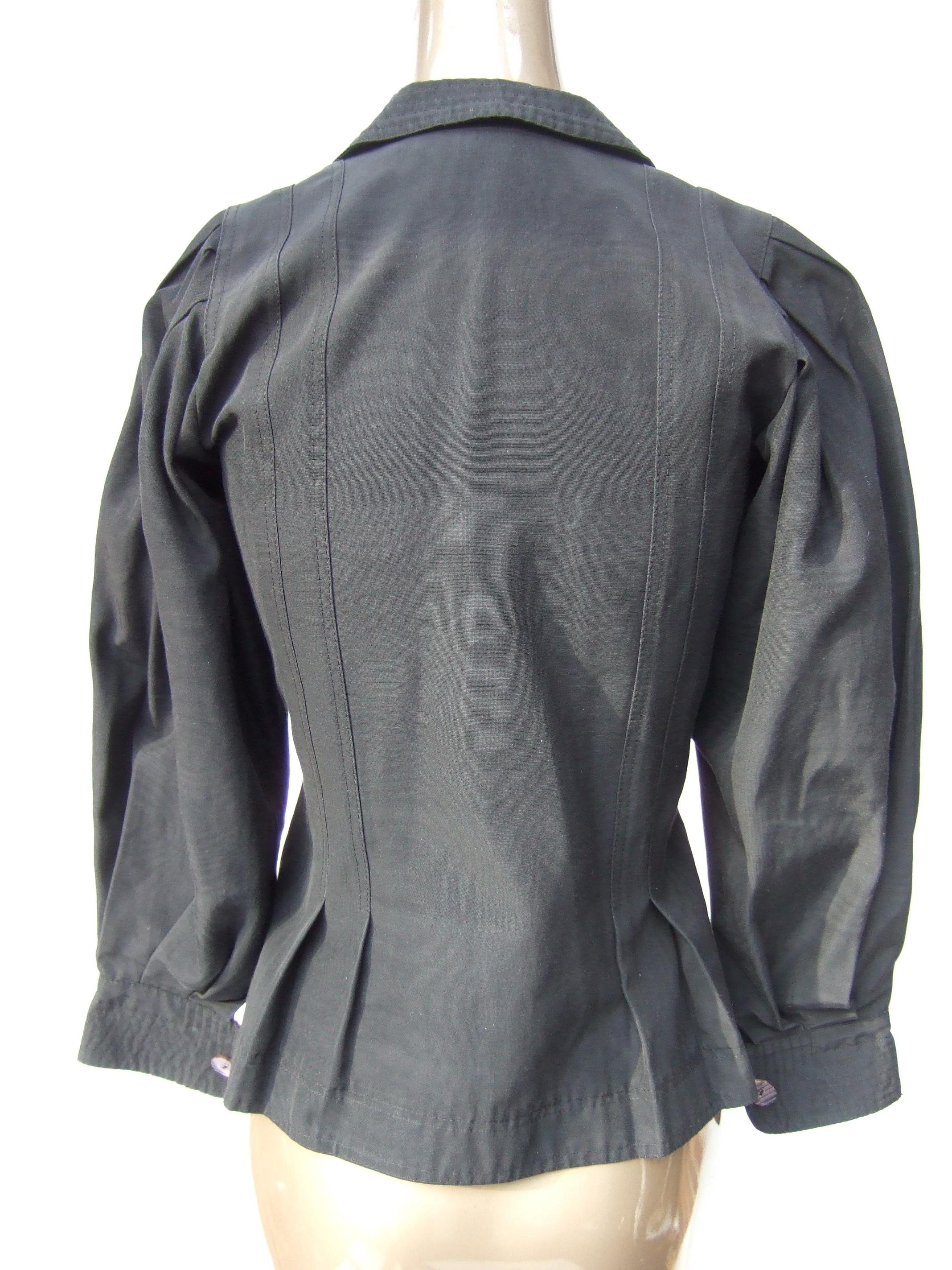 Jean Muir London Black Fitted Jacket for Neiman-Marcus c 1970s For Sale 5